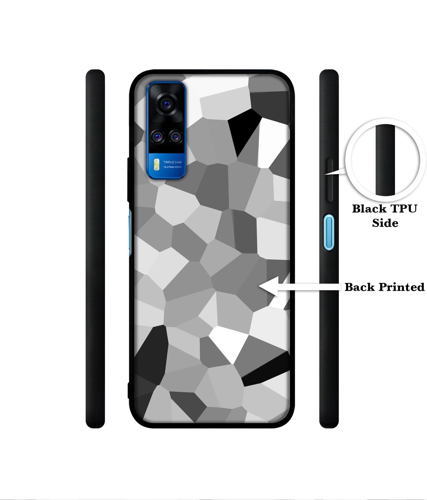 Black & White Mathematical Shape Designer 2D Printed Back Case Cover for Vivo Y51 (2020) 4G / Y51A 4G / Y31 4G / Y53s 4G