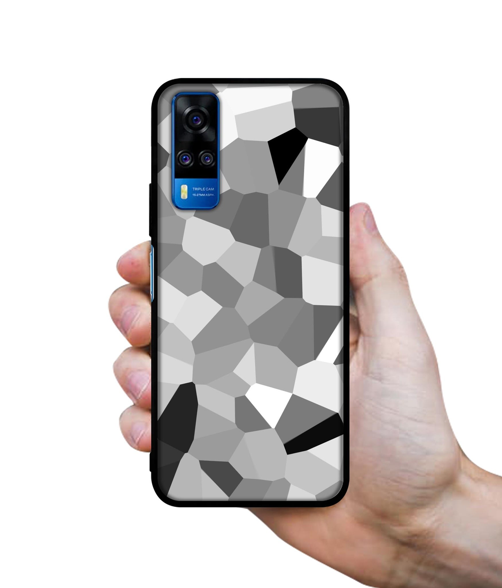 Black & White Mathematical Shape Designer 2D Printed Back Case Cover for Vivo Y51 (2020) 4G / Y51A 4G / Y31 4G / Y53s 4G