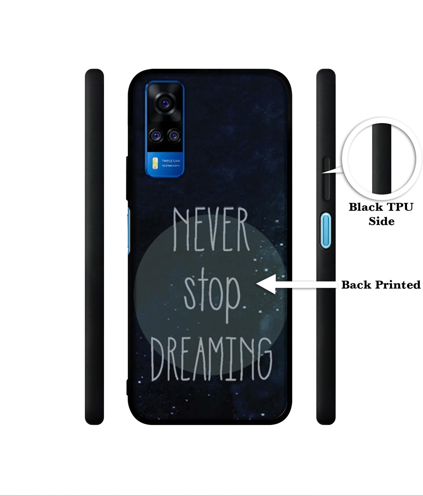 Never Stop Dreaming Designer 2D Printed Back Case Cover for Vivo Y51 (2020) 4G / Y51A 4G / Y31 4G / Y53s 4G