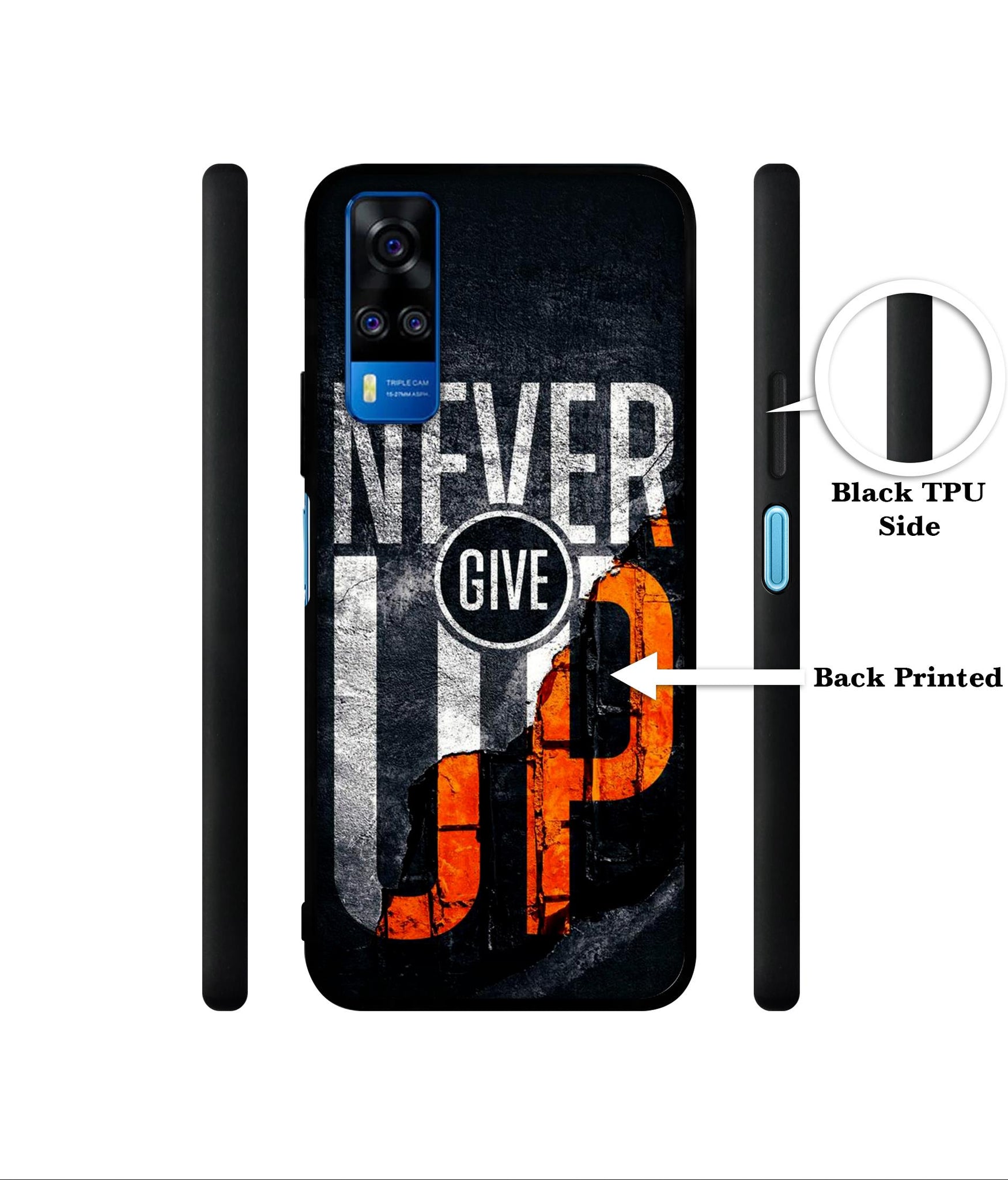 Never Give Up Designer 2D Printed Back Case Cover for Vivo Y51 (2020) 4G / Y51A 4G / Y31 4G / Y53s 4G
