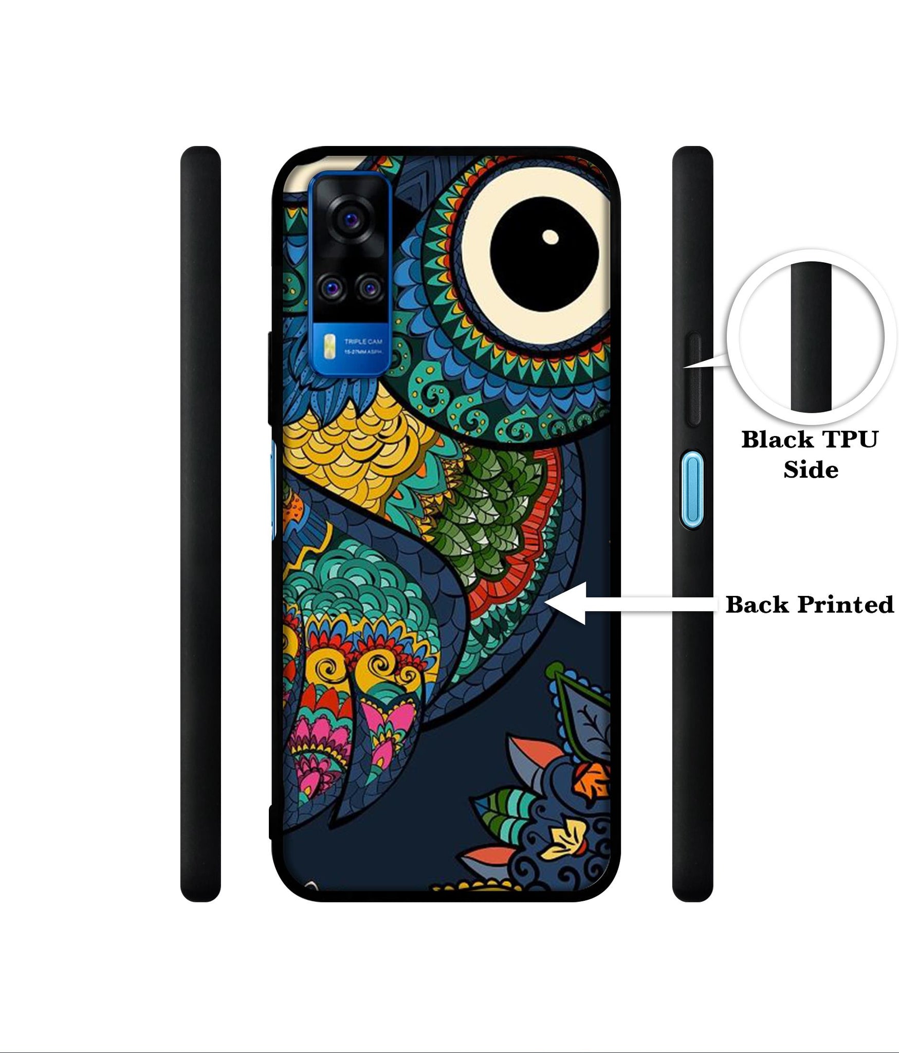 Owl Illustration Designer 2D Printed Back Case Cover for Vivo Y51 (2020) 4G / Y51A 4G / Y31 4G / Y53s 4G