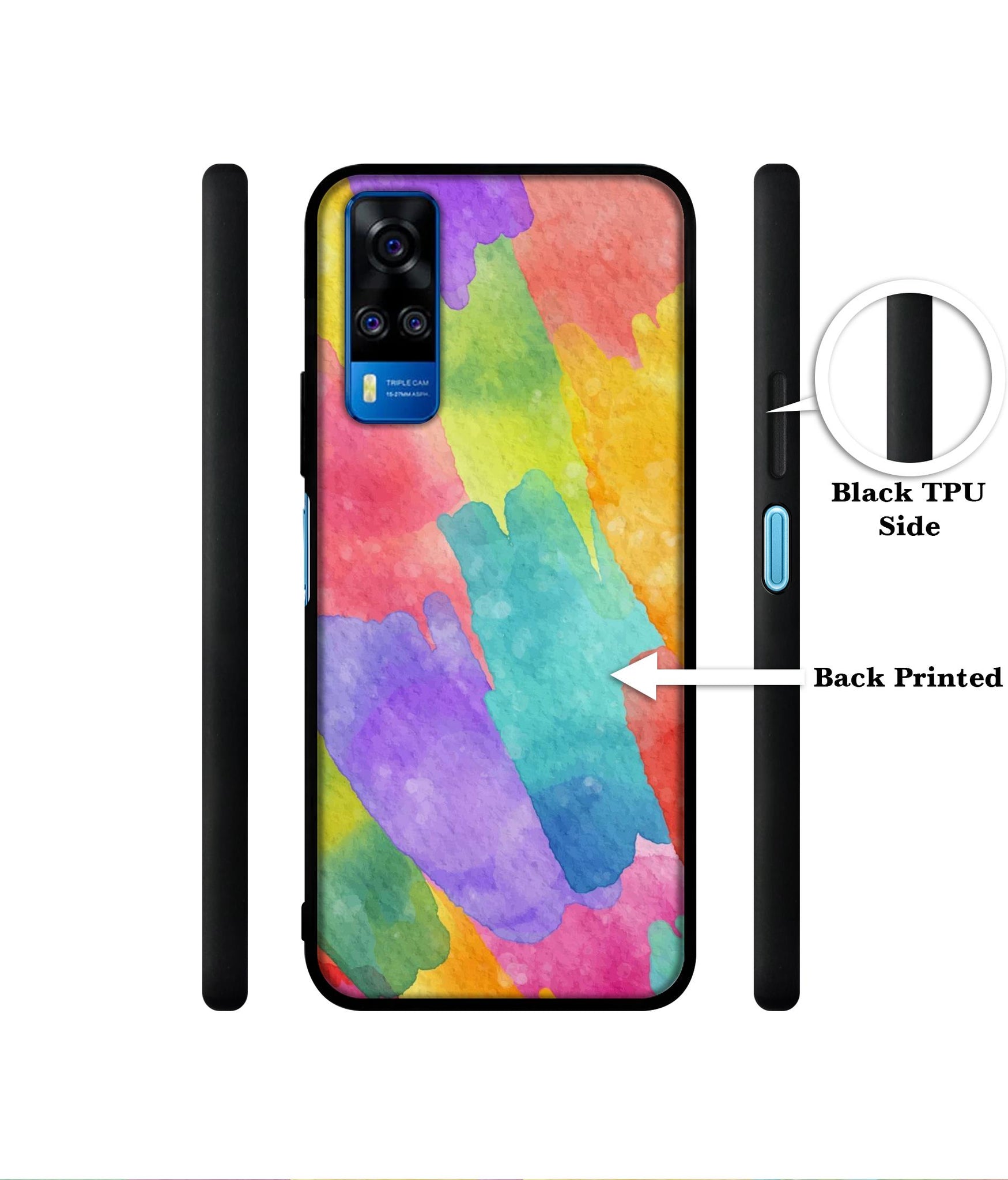 Water Paint Colorful Abstract Designer 2D Printed Back Case Cover for Vivo Y51 (2020) 4G / Y51A 4G / Y31 4G / Y53s 4G