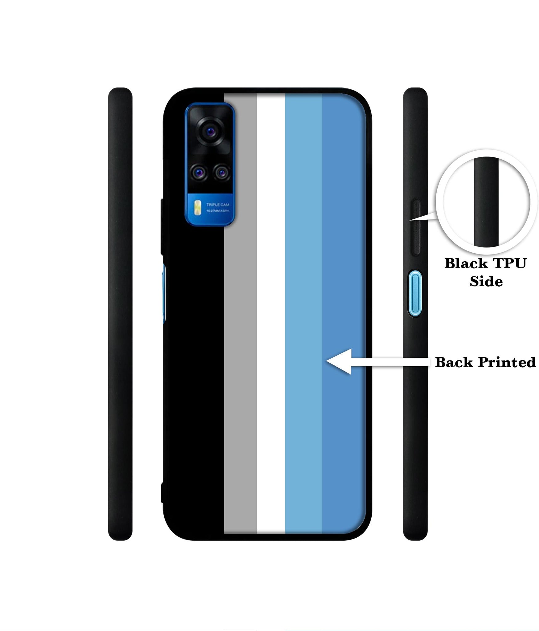 White and Blue Lines Designer 2D Printed Back Case Cover for Vivo Y51 (2020) 4G / Y51A 4G / Y31 4G / Y53s 4G
