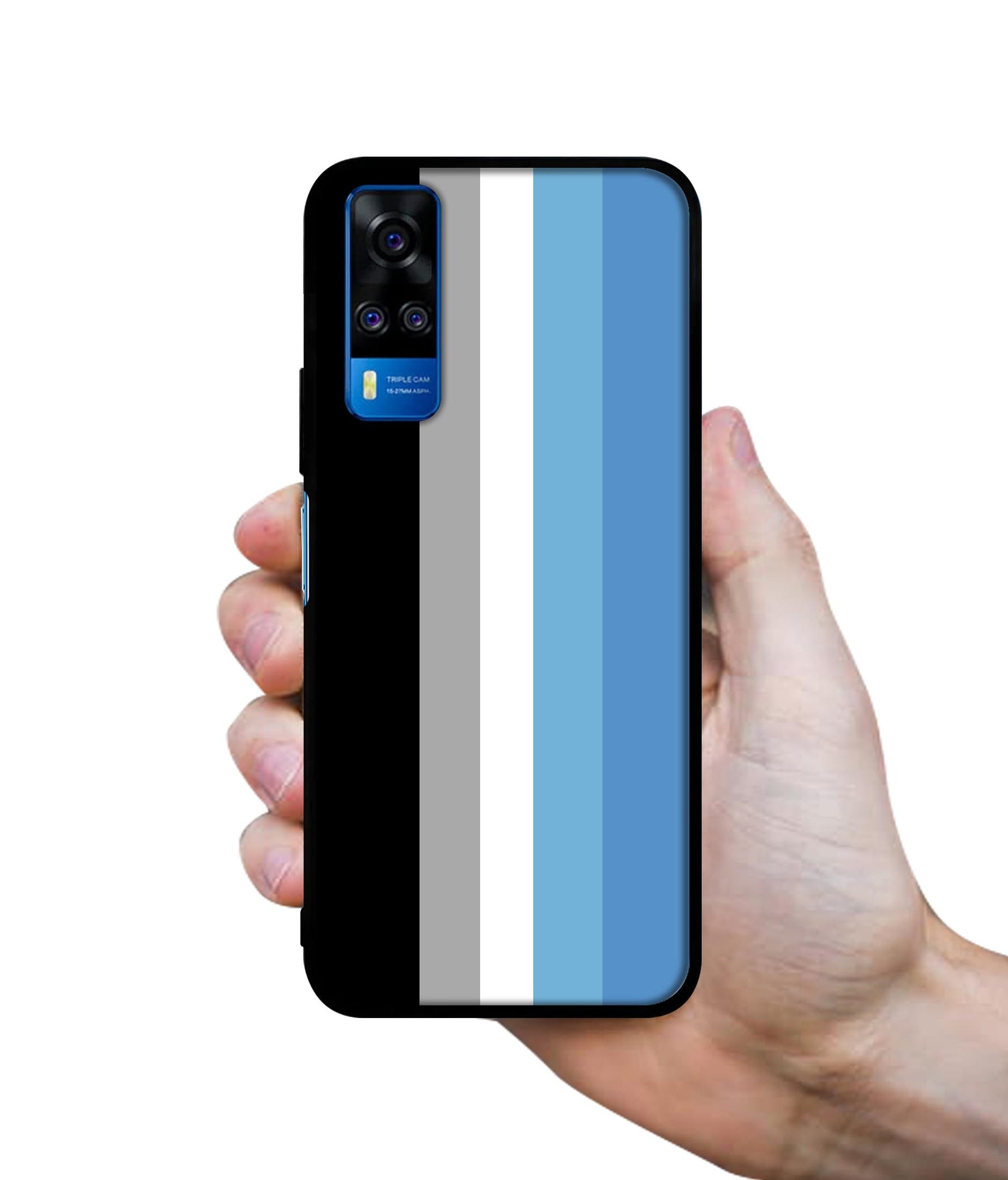 White and Blue Lines Designer 2D Printed Back Case Cover for Vivo Y51 (2020) 4G / Y51A 4G / Y31 4G / Y53s 4G