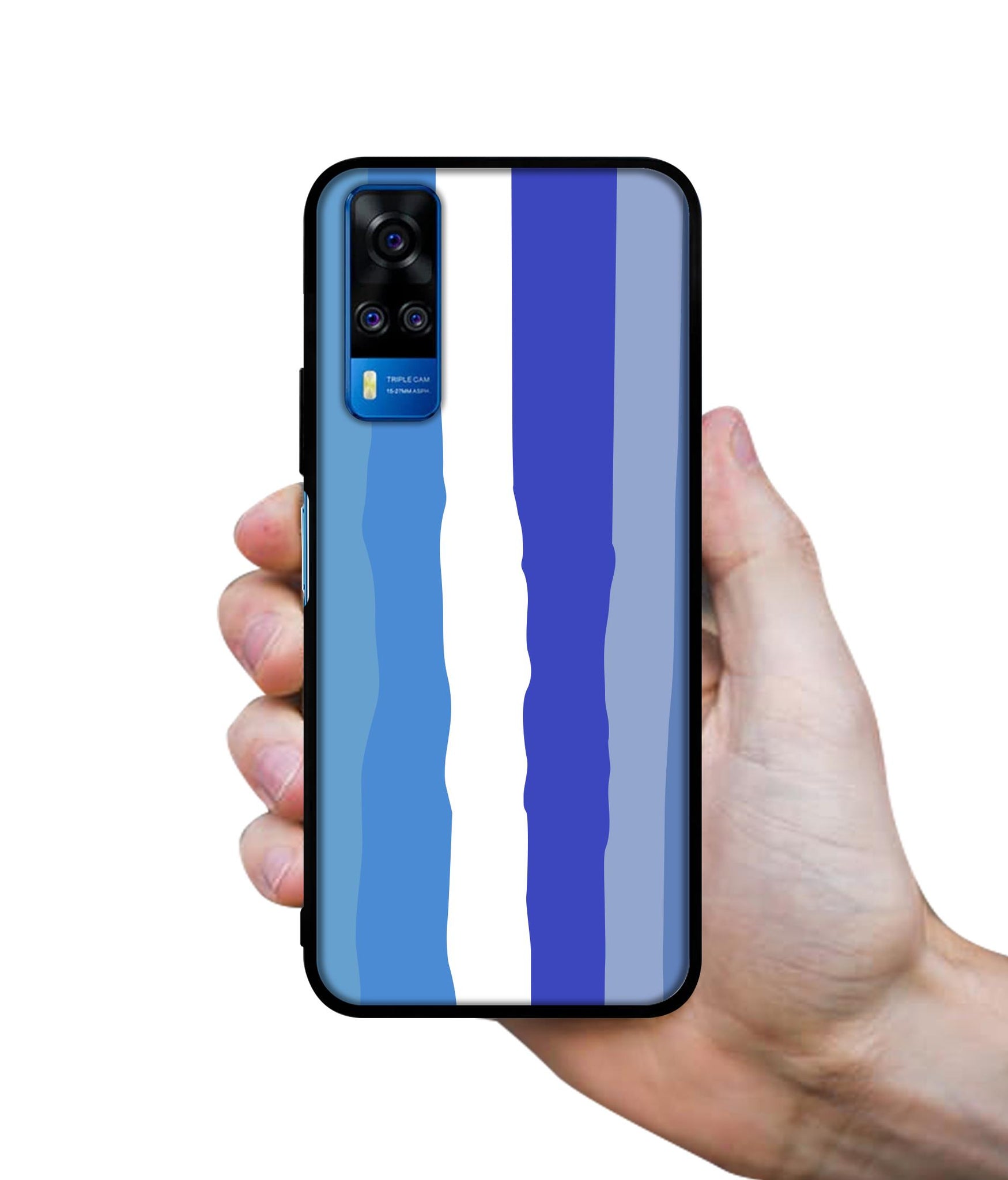 Blue Stripes Rainbow Designer 2D Printed Back Case Cover for Vivo Y51 (2020) 4G / Y51A 4G / Y31 4G / Y53s 4G