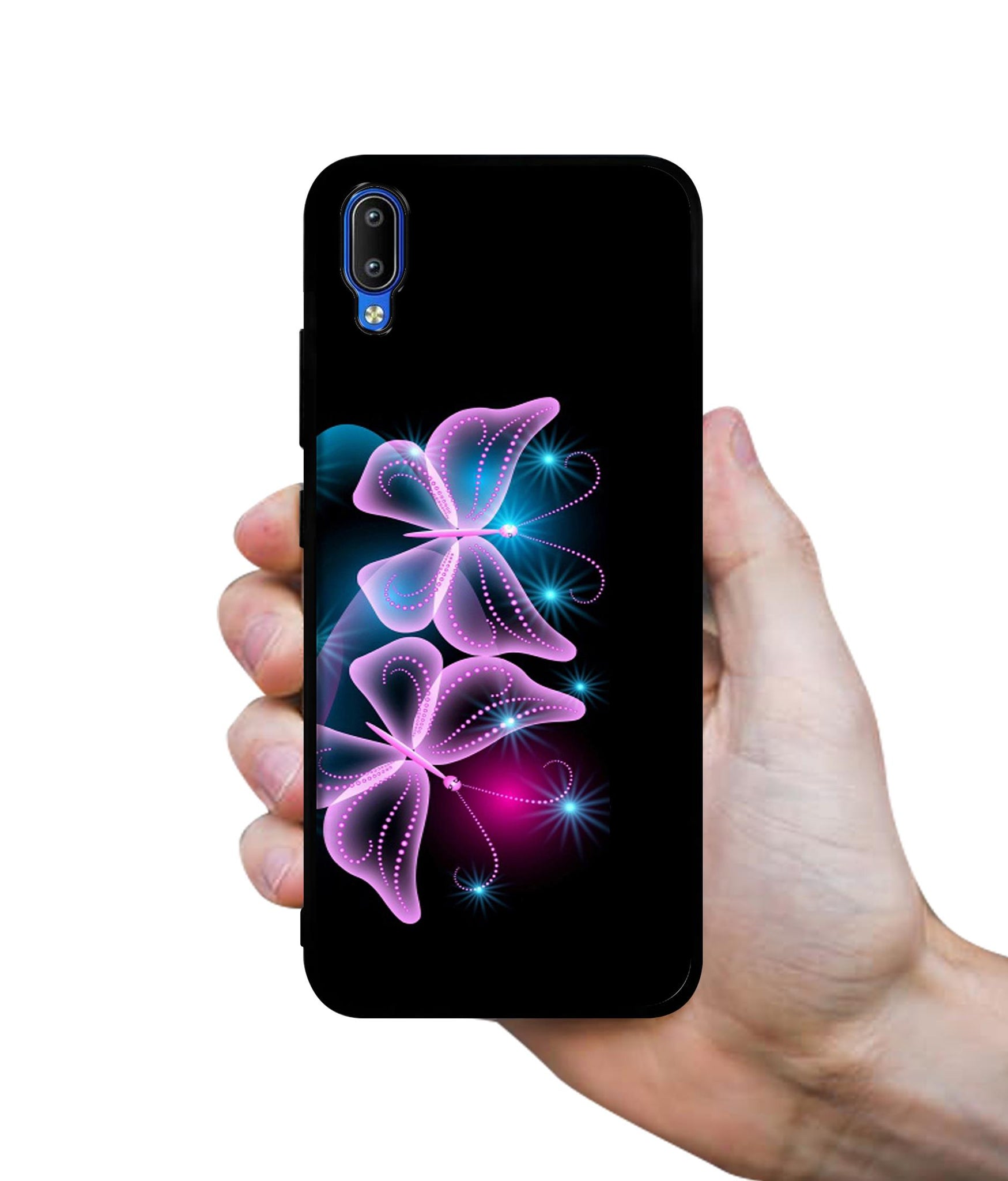 Butterflies Neon Light Designer 2D Printed Back Case Cover for Vivo Y91 4G / Y93 4G / Y95 4G