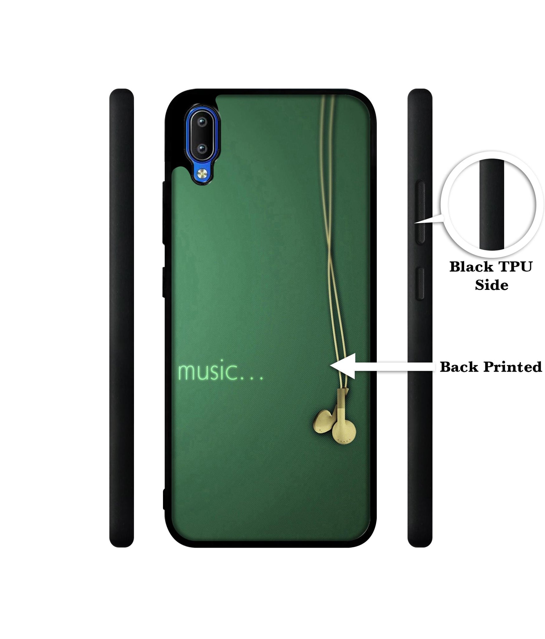 Headphone Music Designer 2D Printed Back Case Cover for Vivo Y91 4G / Y93 4G / Y95 4G