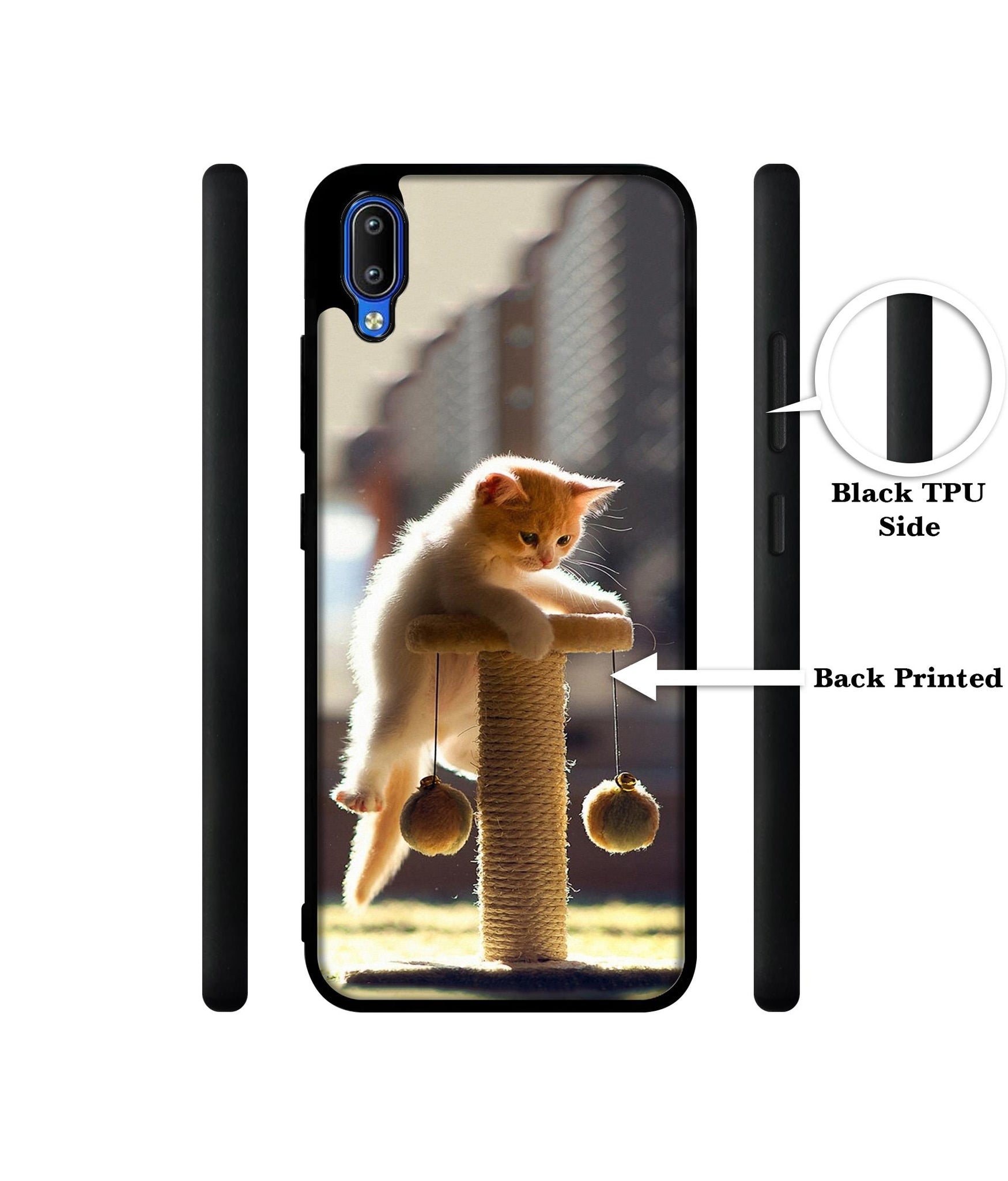 Cat Climbing Designer 2D Printed Back Case Cover for Vivo Y91 4G / Y93 4G / Y95 4G