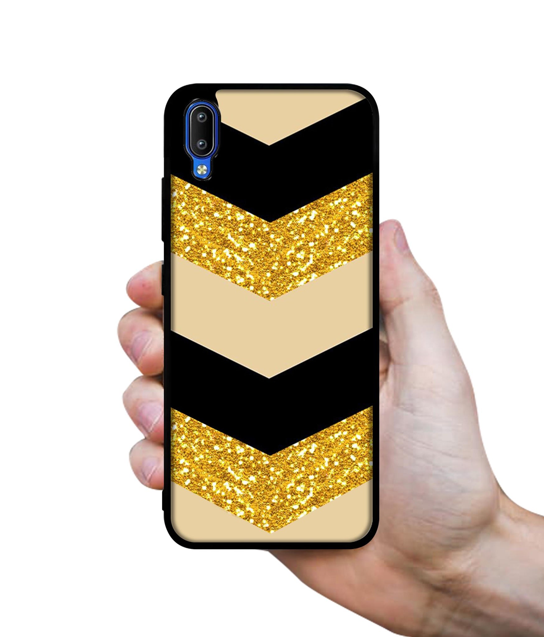 Black & Gold Designer 2D Printed Back Case Cover for Vivo Y91 4G / Y93 4G / Y95 4G