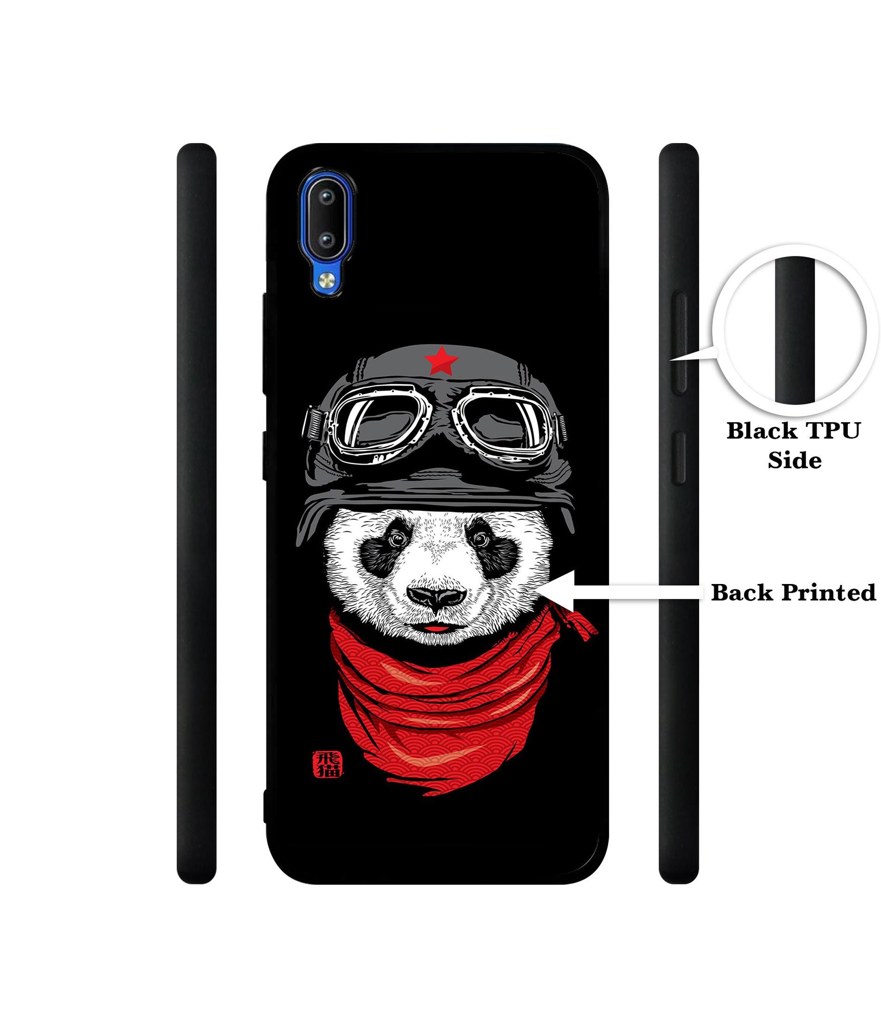 Biker Panda Designer 2D Printed Back Case Cover for Vivo Y91 4G / Y93 4G / Y95 4G