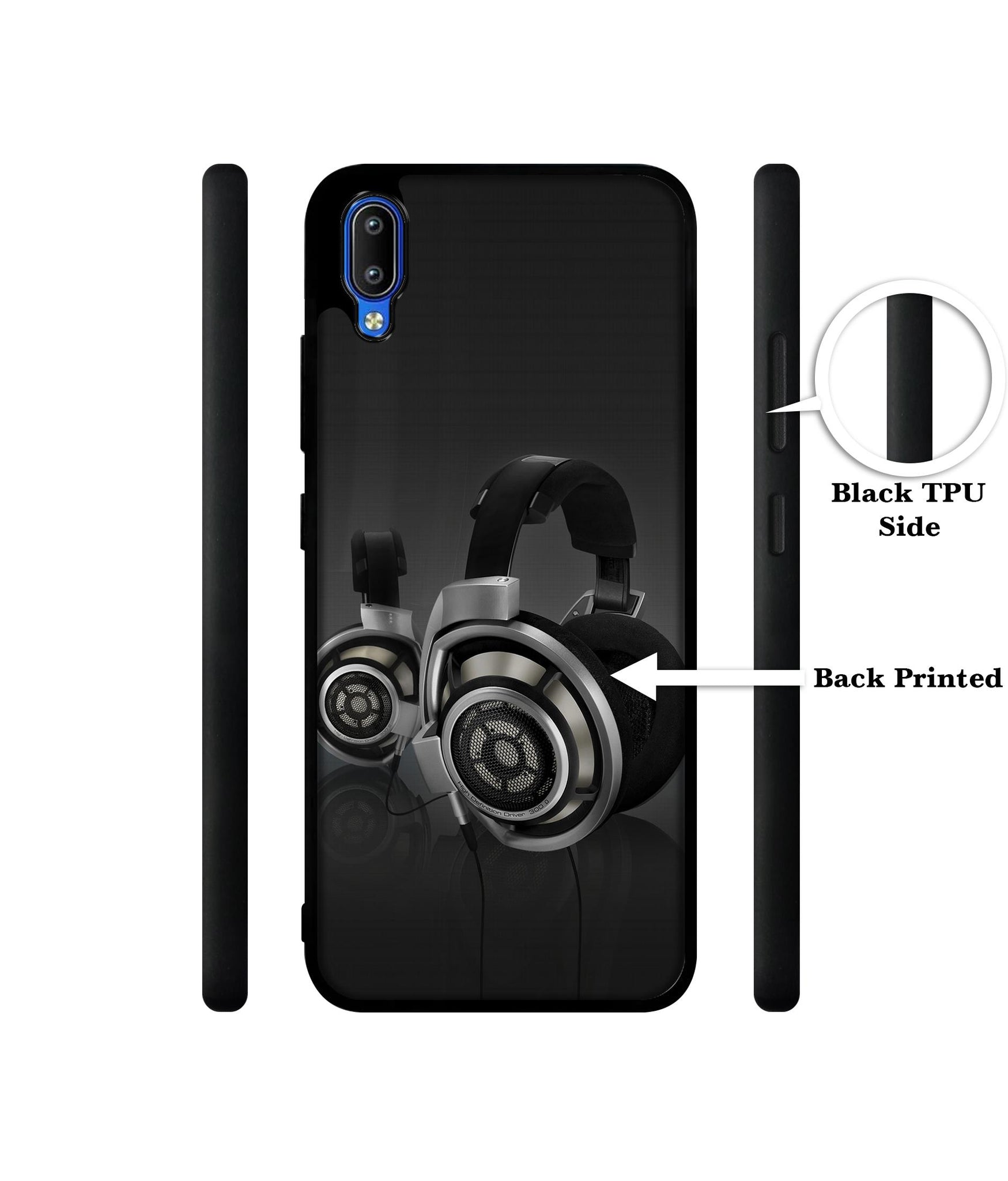 Head Phone Designer 2D Printed Back Case Cover for Vivo Y91 4G / Y93 4G / Y95 4G