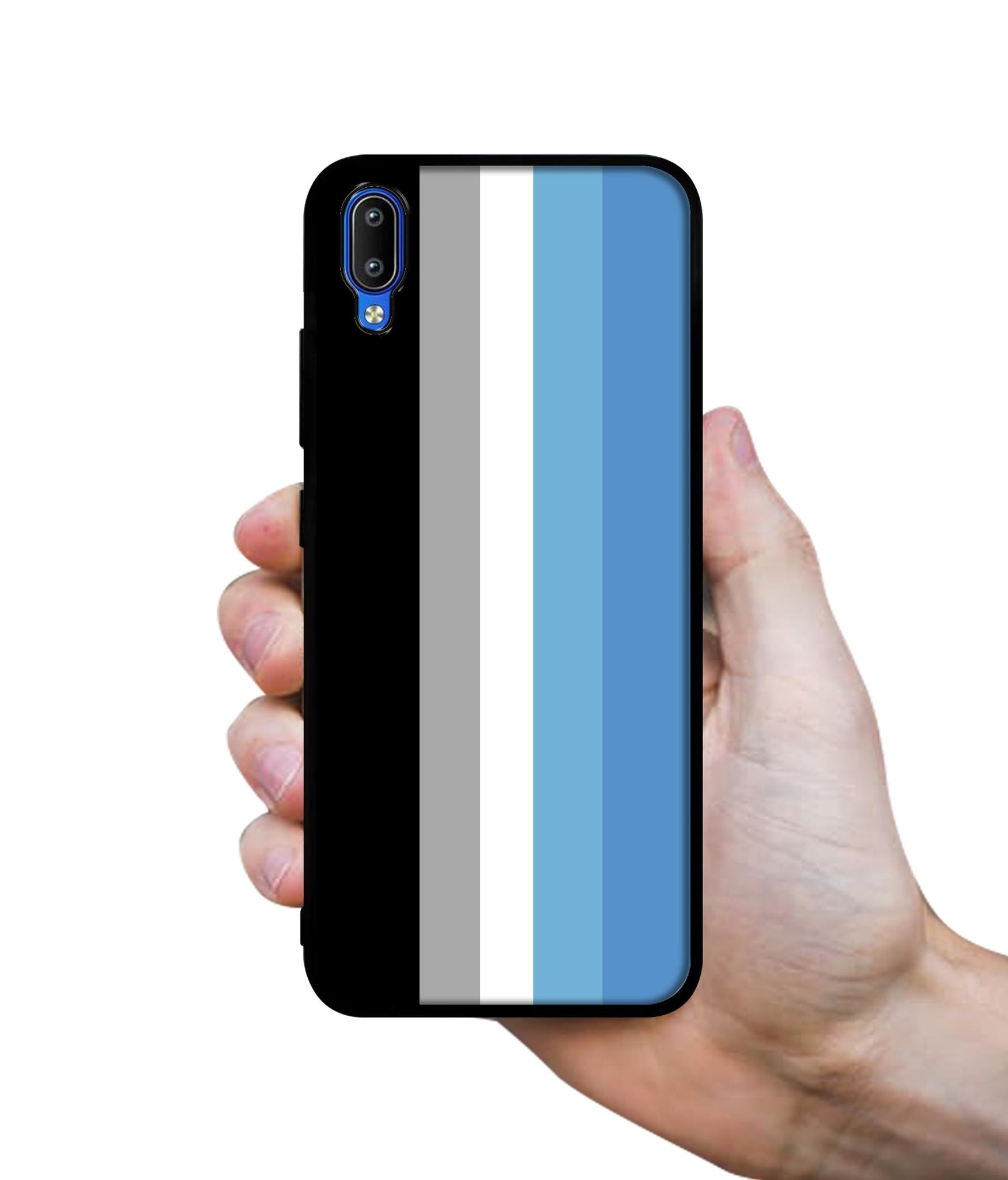 White and Blue Lines Designer 2D Printed Back Case Cover for Vivo Y91 4G / Y93 4G / Y95 4G