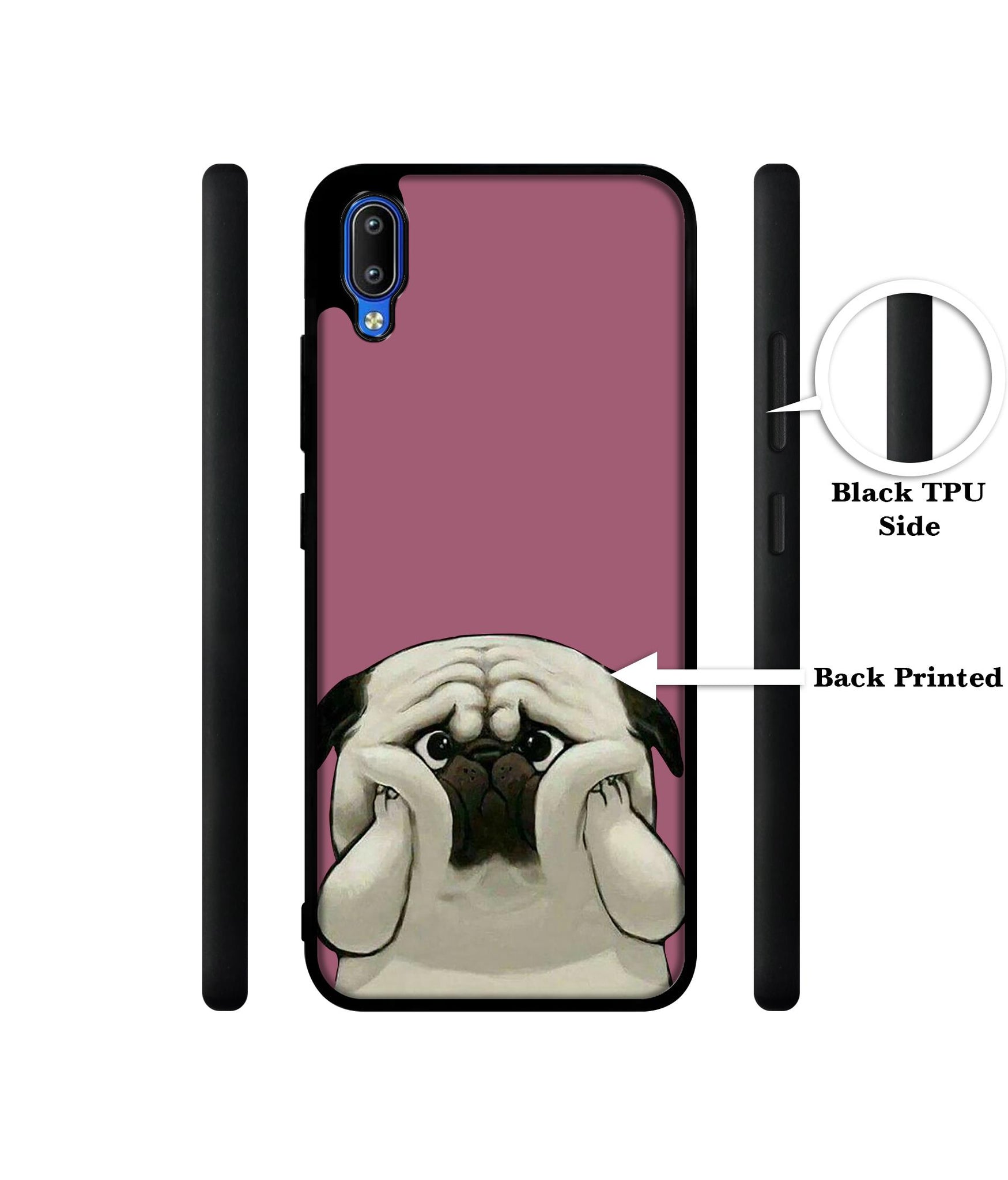 Cute Pug Holding Big Cheeks Designer 2D Printed Back Case Cover for Vivo Y91 4G / Y93 4G / Y95 4G