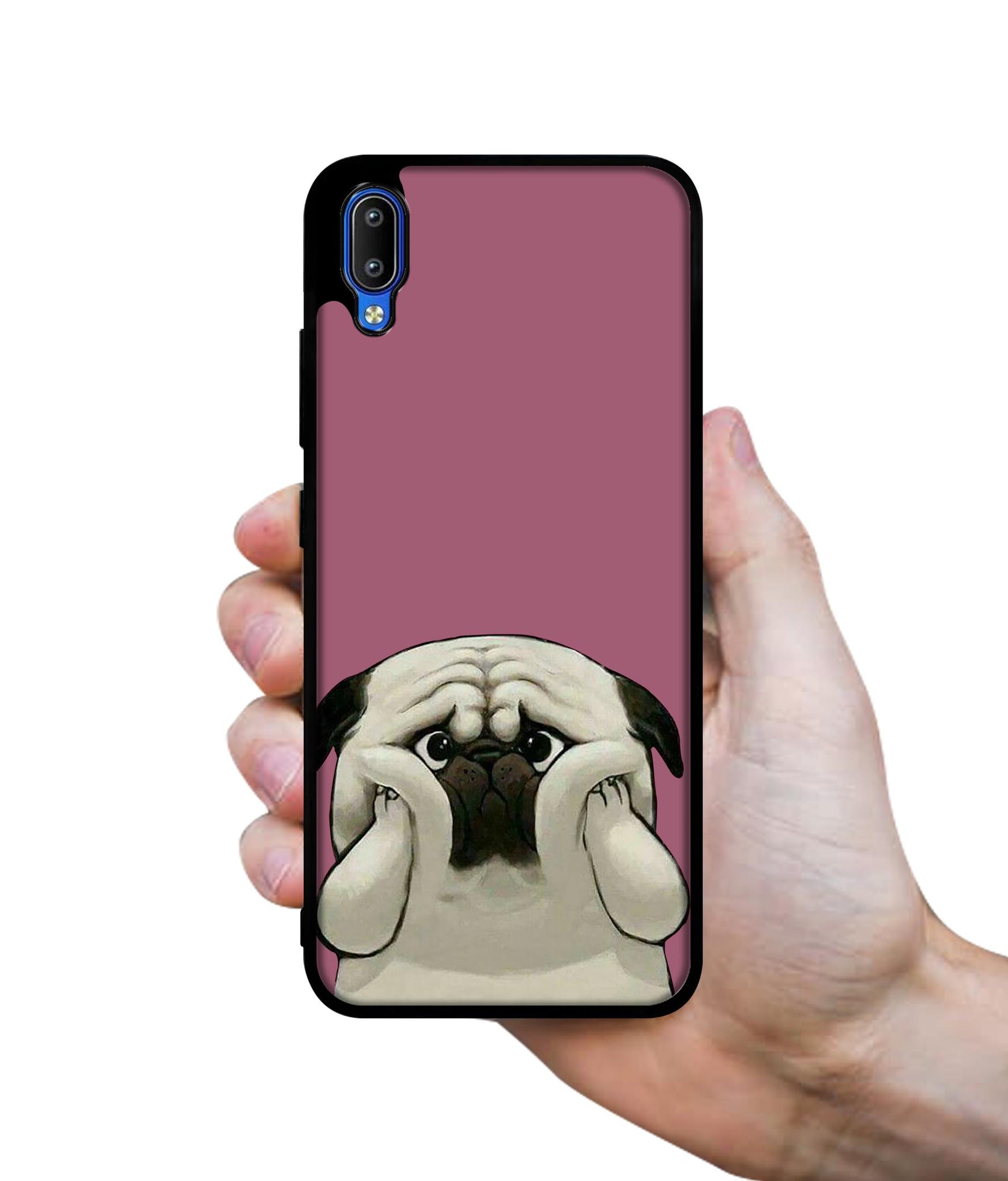 Cute Pug Holding Big Cheeks Designer 2D Printed Back Case Cover for Vivo Y91 4G / Y93 4G / Y95 4G