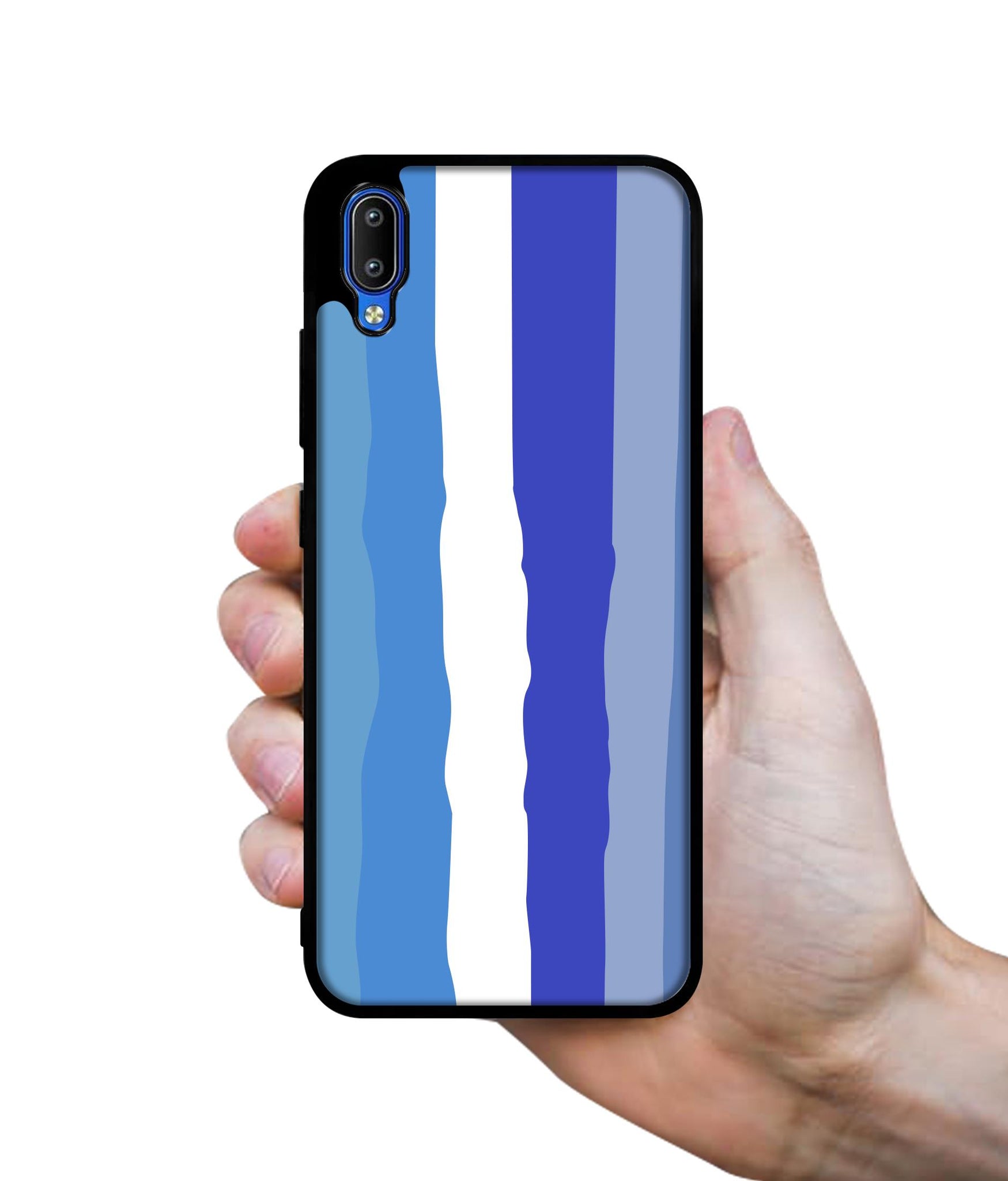 Blue Stripes Rainbow Designer 2D Printed Back Case Cover for Vivo Y91 4G / Y93 4G / Y95 4G