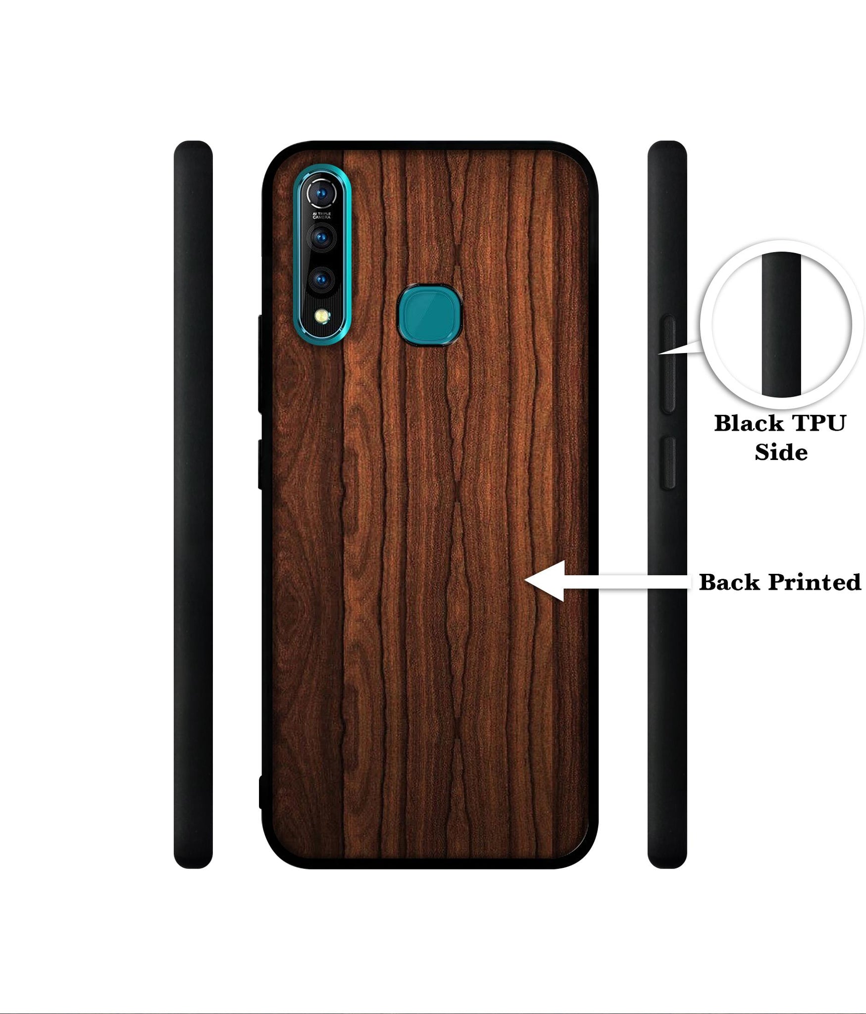 Brown Wooden Texture Designer 2D Printed Back Case Cover for Vivo Z1 Pro 4G