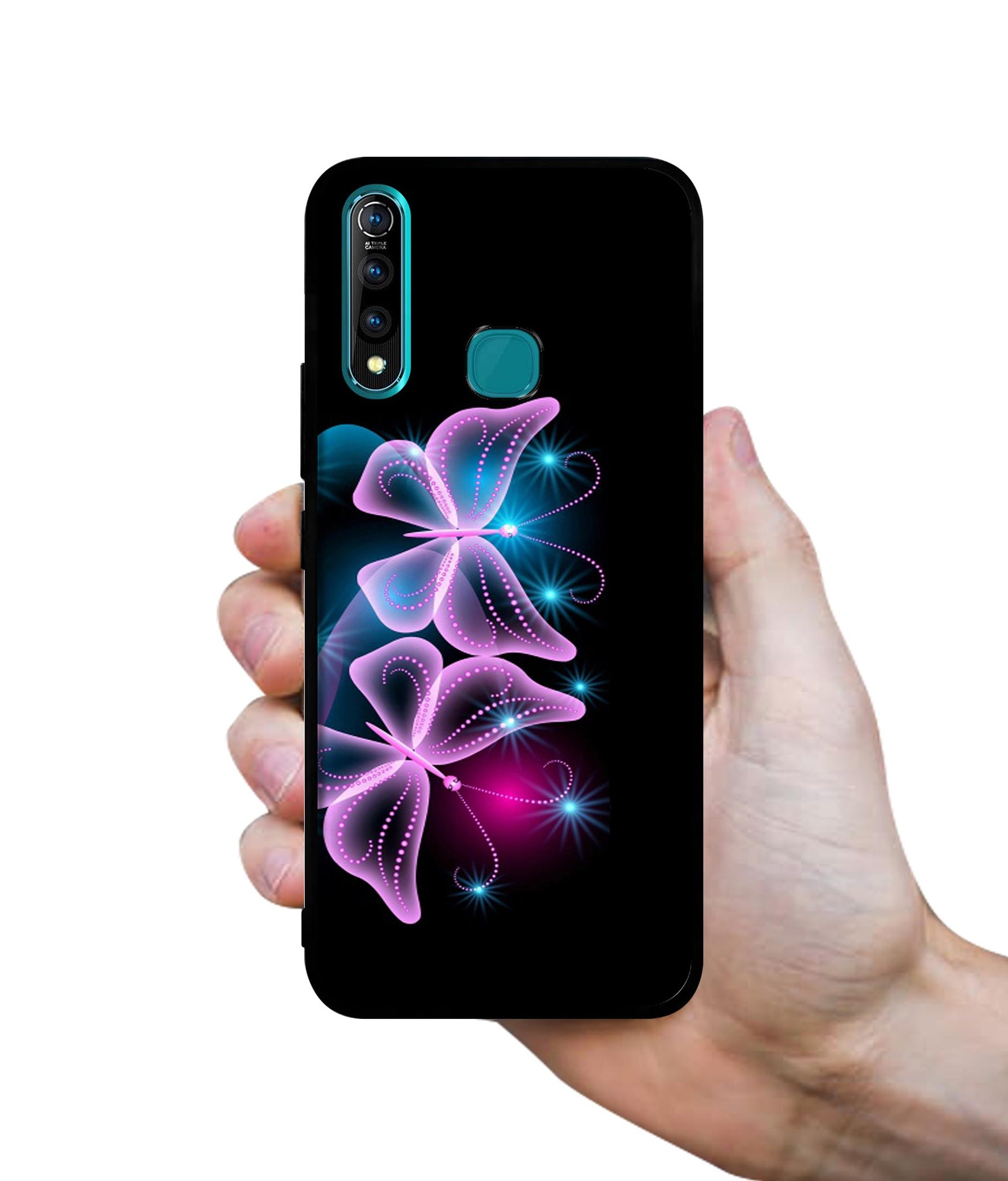 Butterflies Neon Light Designer 2D Printed Back Case Cover for Vivo Z1 Pro 4G