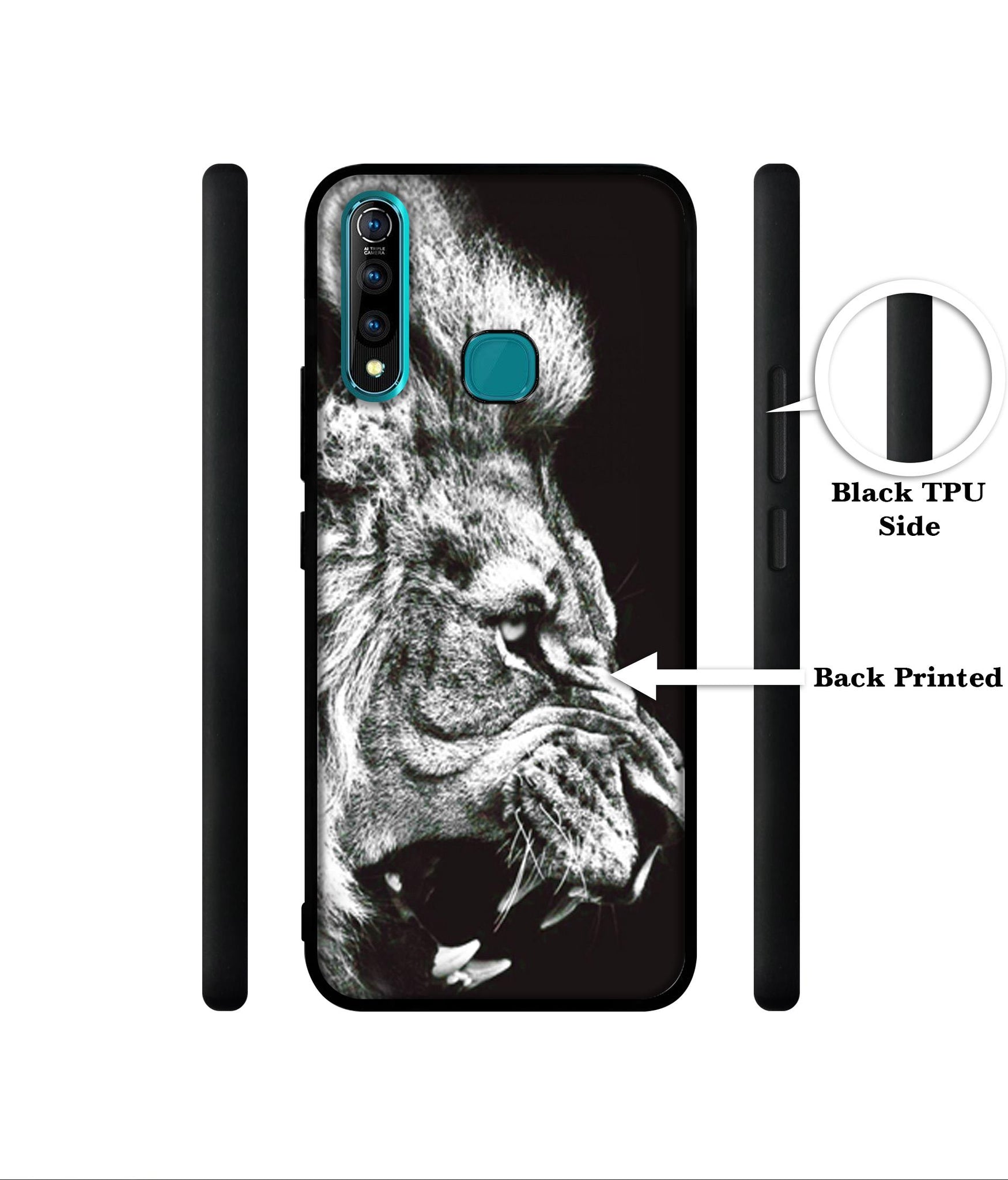 Angry Lion Designer 2D Printed Back Case Cover for Vivo Z1 Pro 4G