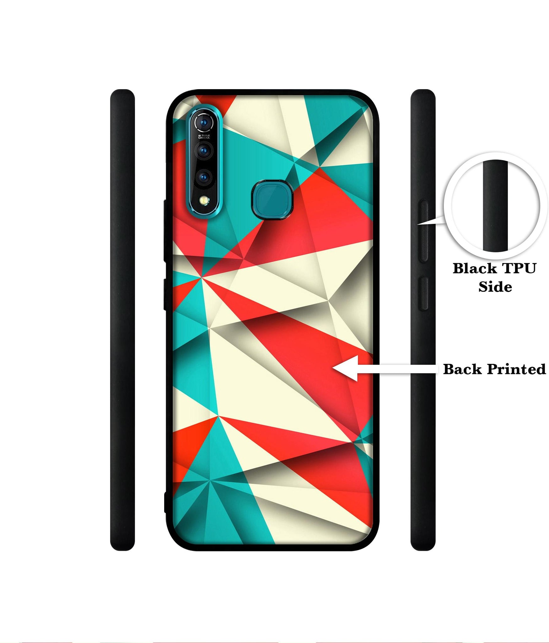 Red Blue White Pattern Designer 2D Printed Back Case Cover for Vivo Z1 Pro 4G