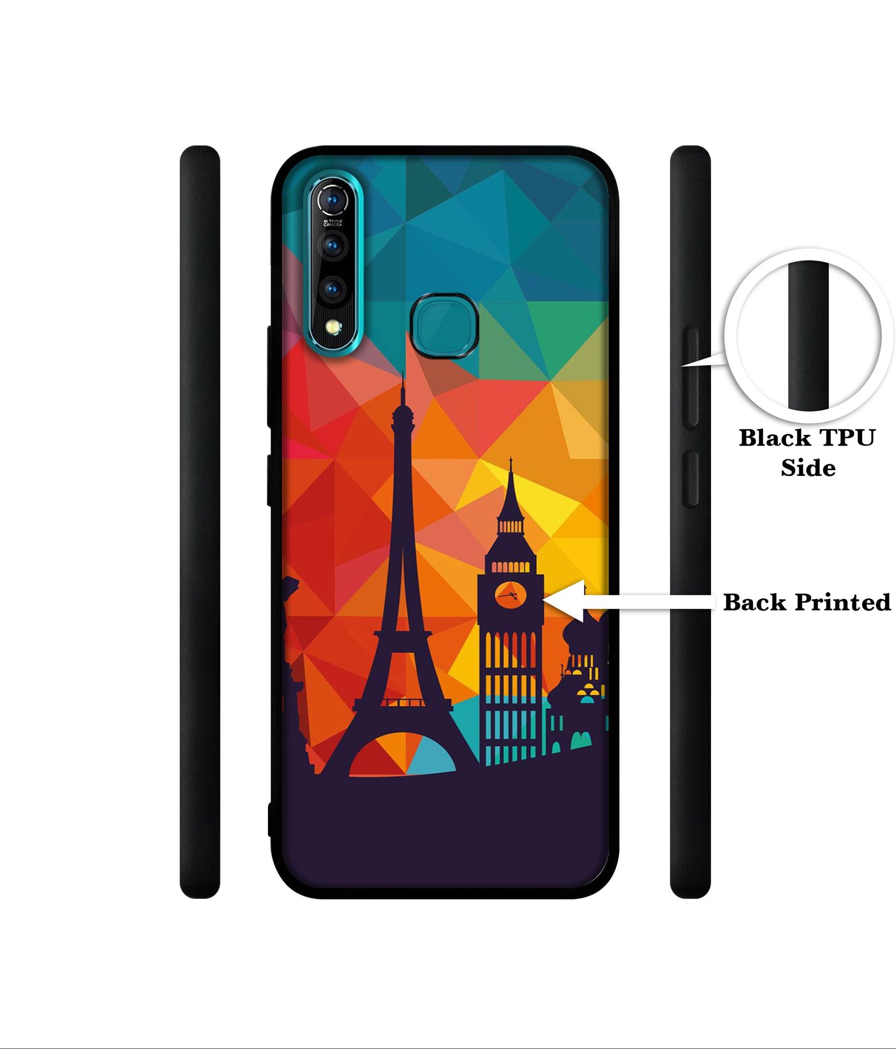 Colored Paris Designer 2D Printed Back Case Cover for Vivo Z1 Pro 4G
