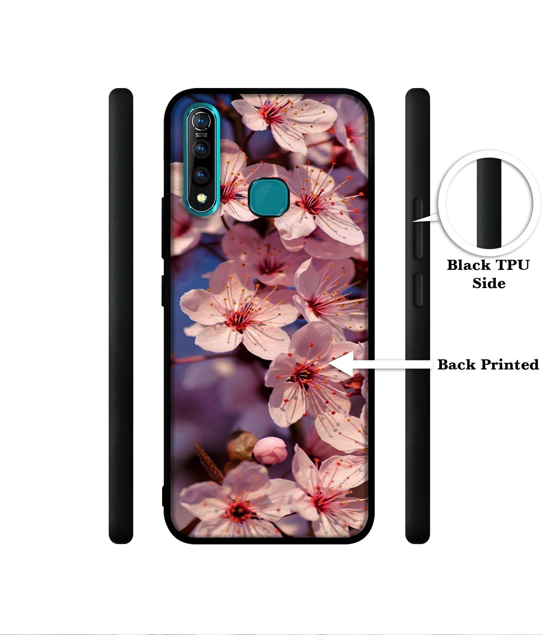 Pink Flowers Pattern Designer 2D Printed Back Case Cover for Vivo Z1 Pro 4G