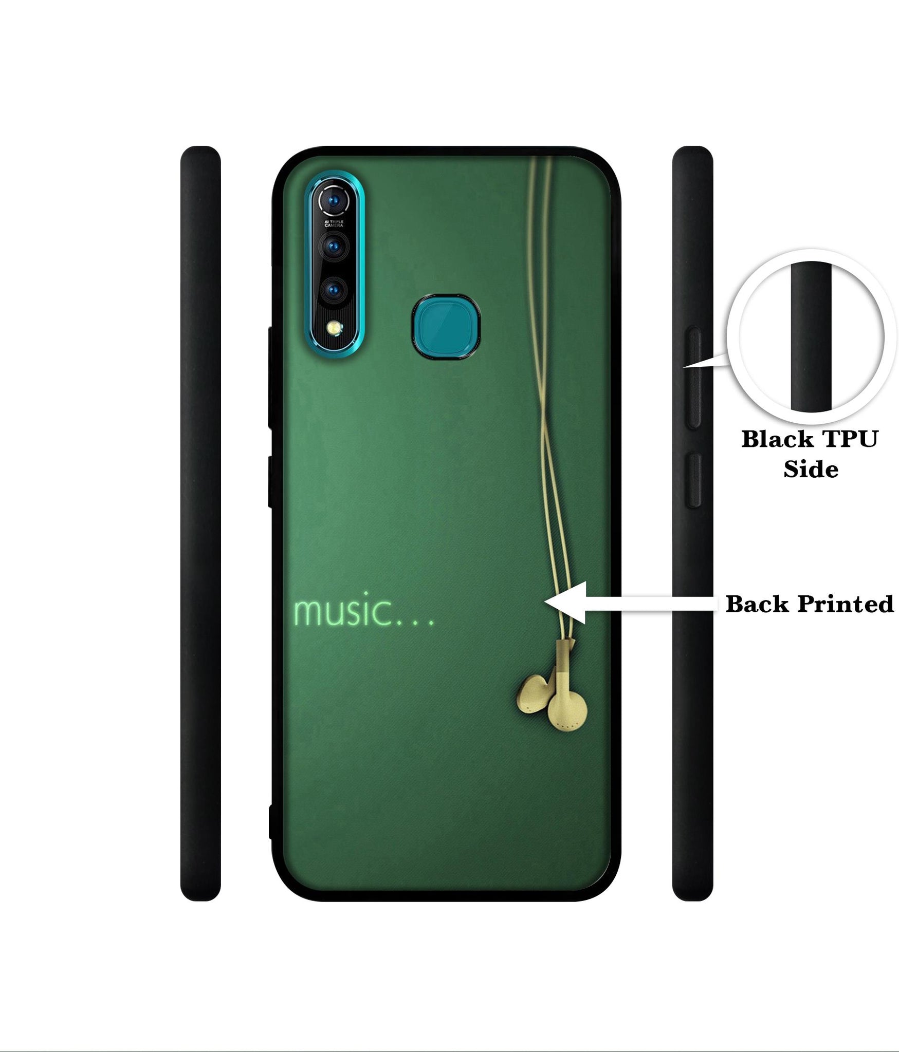 Headphone Music Designer 2D Printed Back Case Cover for Vivo Z1 Pro 4G