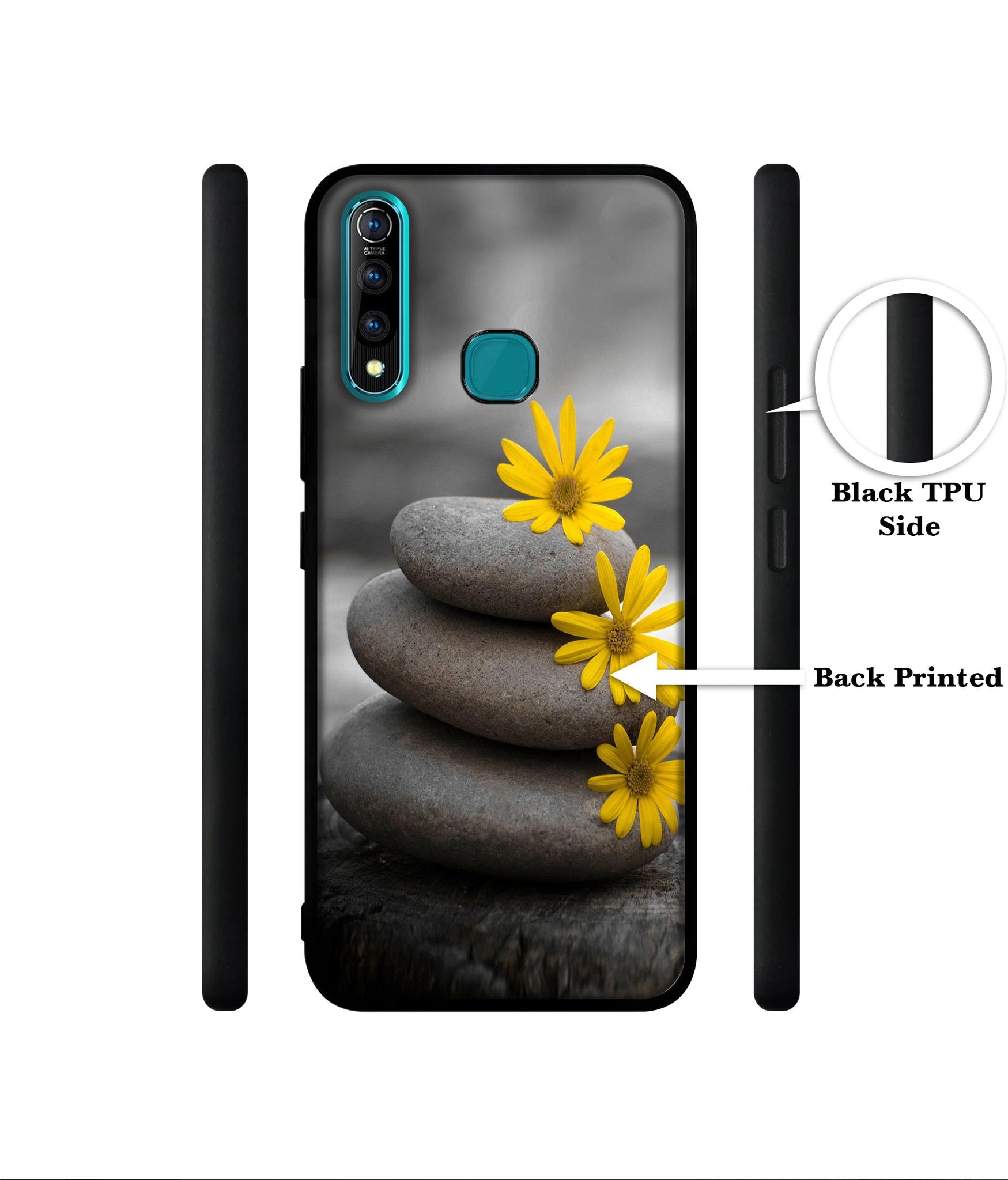 Stones And Flower Designer 2D Printed Back Case Cover for Vivo Z1 Pro 4G