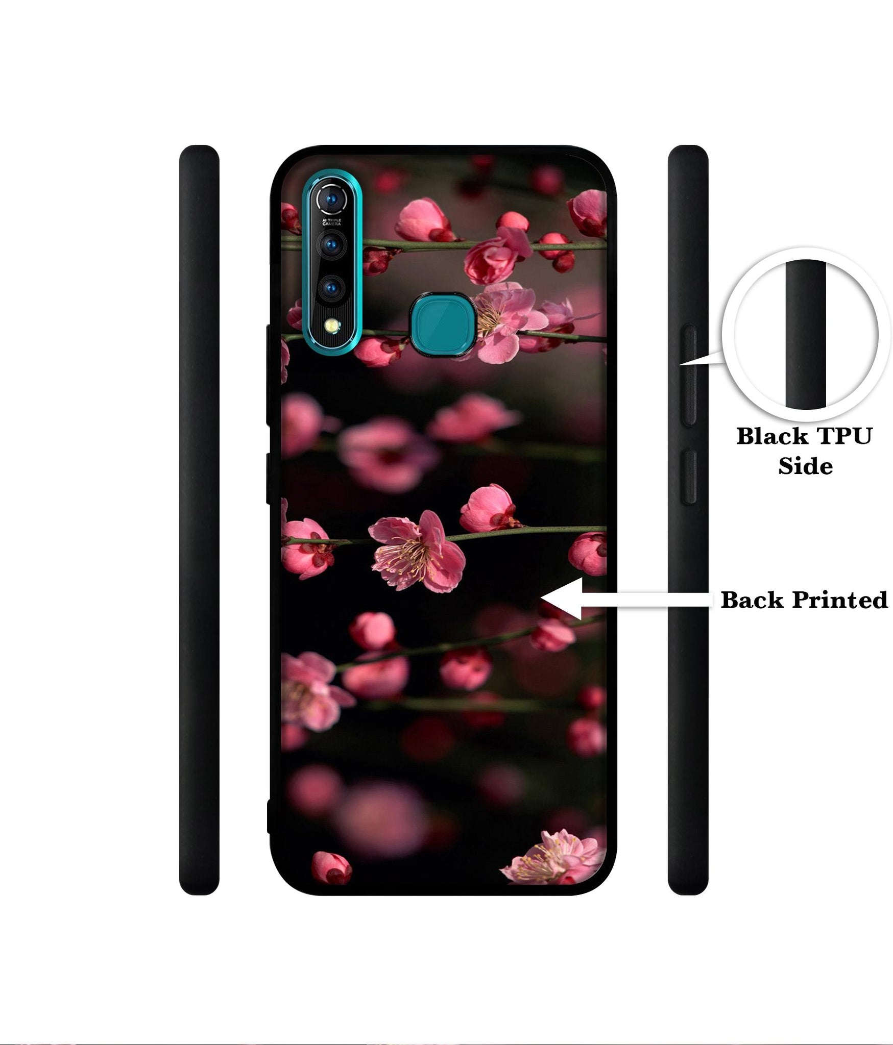 Pink Flowers Designer 2D Printed Back Case Cover for Vivo Z1 Pro 4G