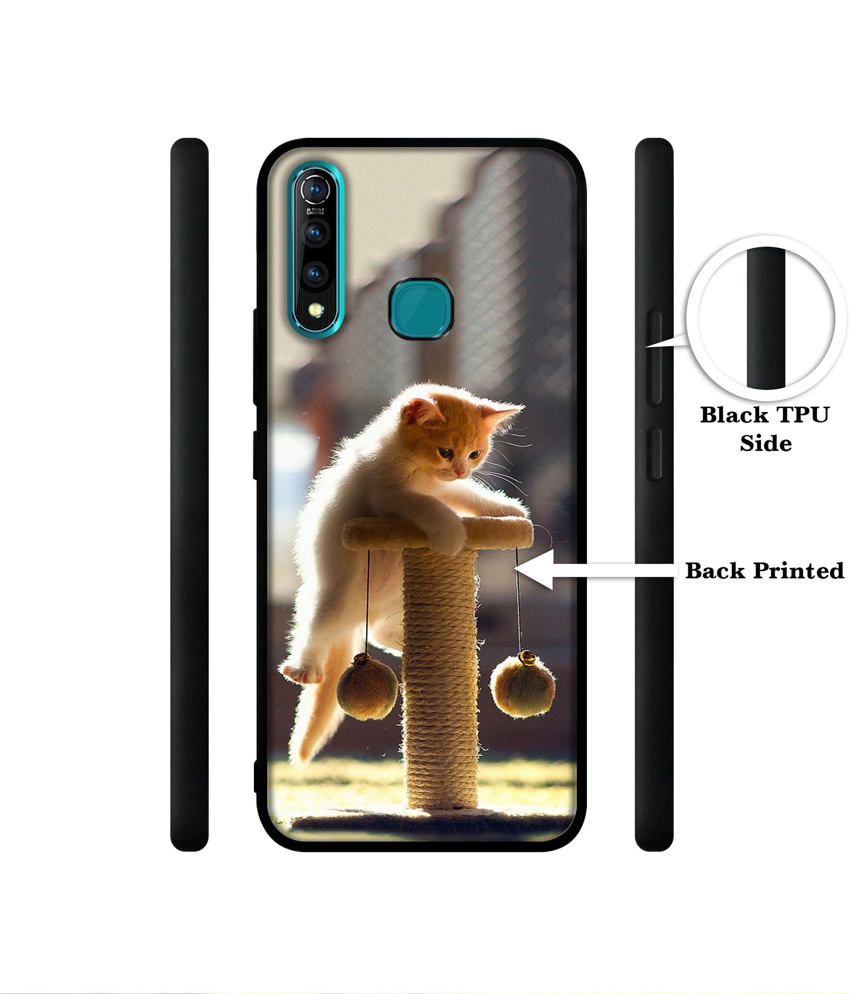 Cat Climbing Designer 2D Printed Back Case Cover for Vivo Z1 Pro 4G