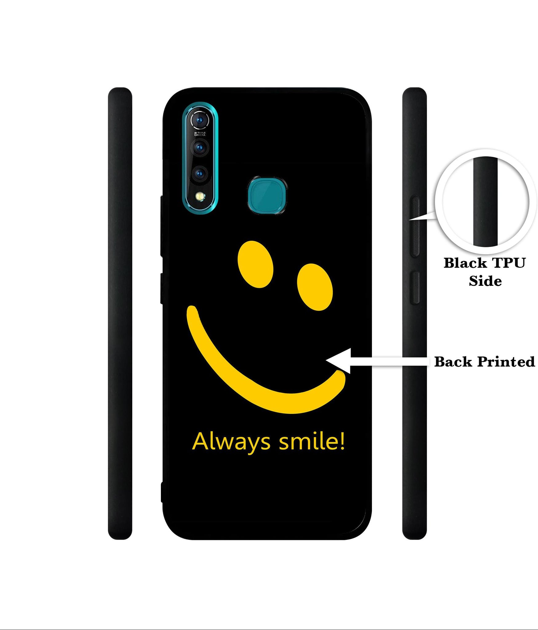 Always Smile Quote Designer 2D Printed Back Case Cover for Vivo Z1 Pro 4G