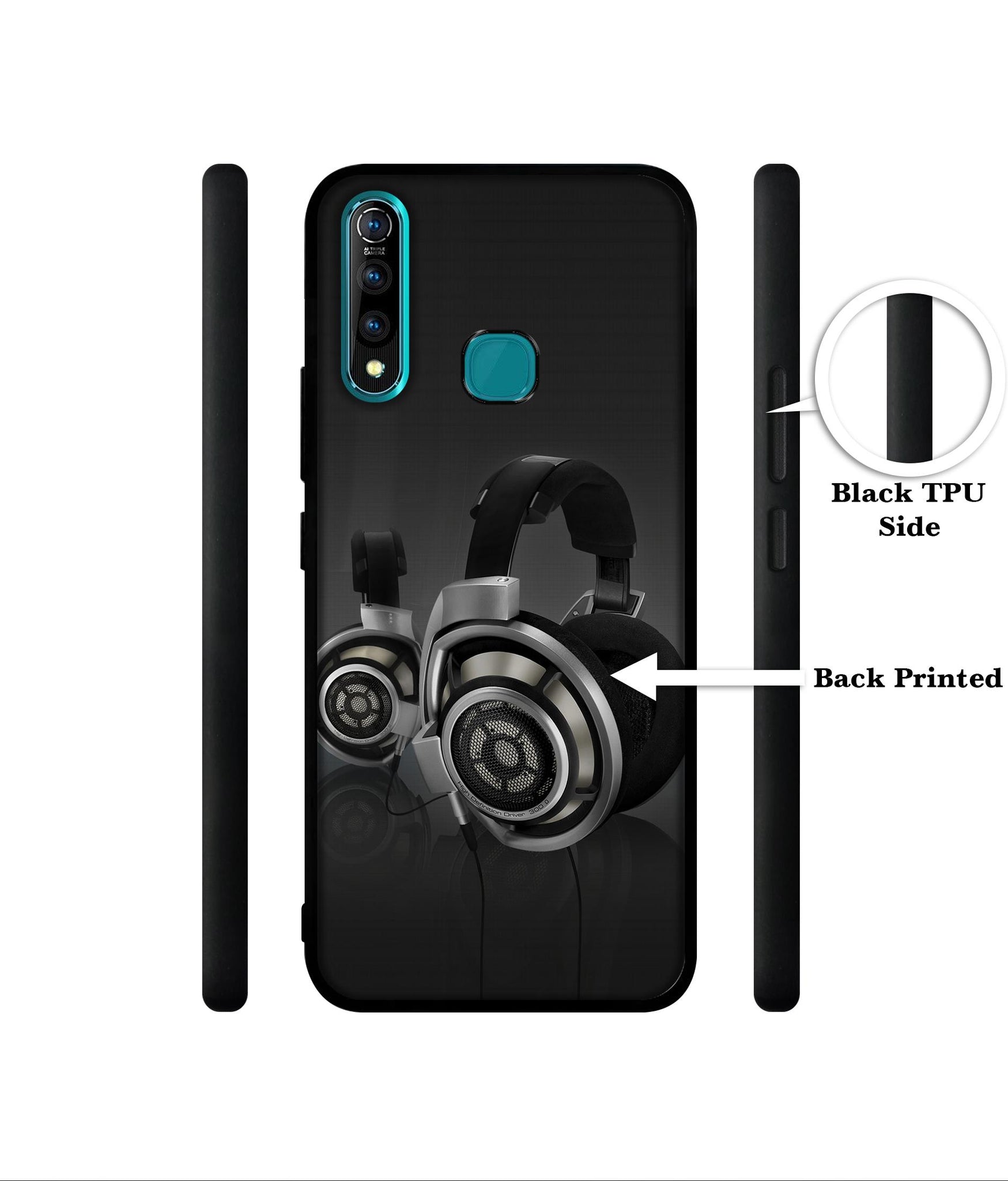 Head Phone Designer 2D Printed Back Case Cover for Vivo Z1 Pro 4G