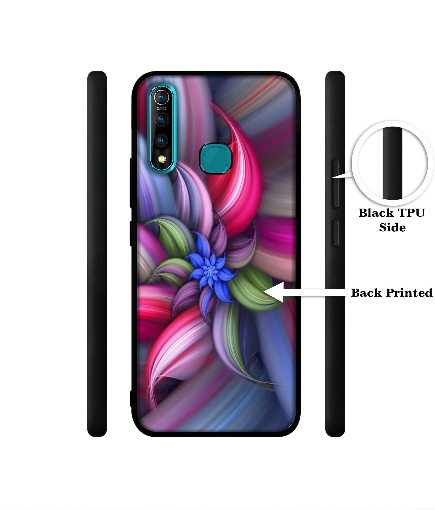 Colorful Flower Designer 2D Printed Back Case Cover for Vivo Z1 Pro 4G