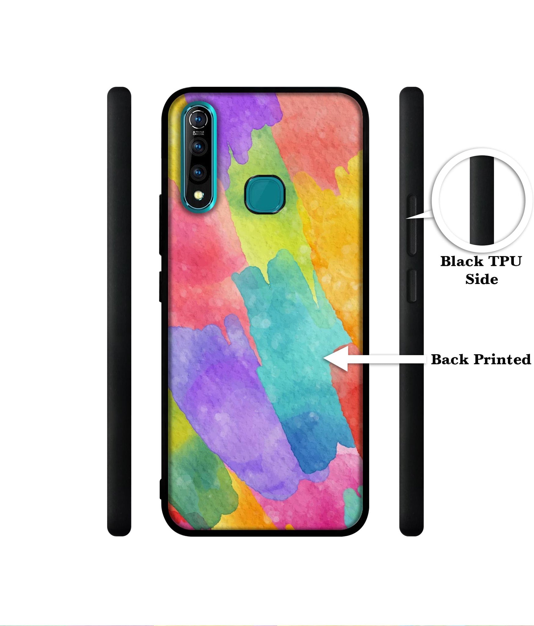 Water Paint Colorful Abstract Designer 2D Printed Back Case Cover for Vivo Z1 Pro 4G