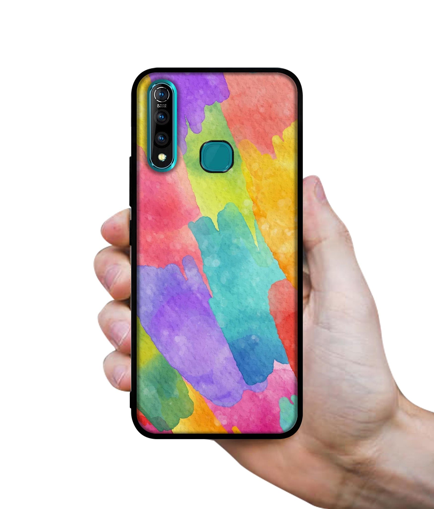 Water Paint Colorful Abstract Designer 2D Printed Back Case Cover for Vivo Z1 Pro 4G