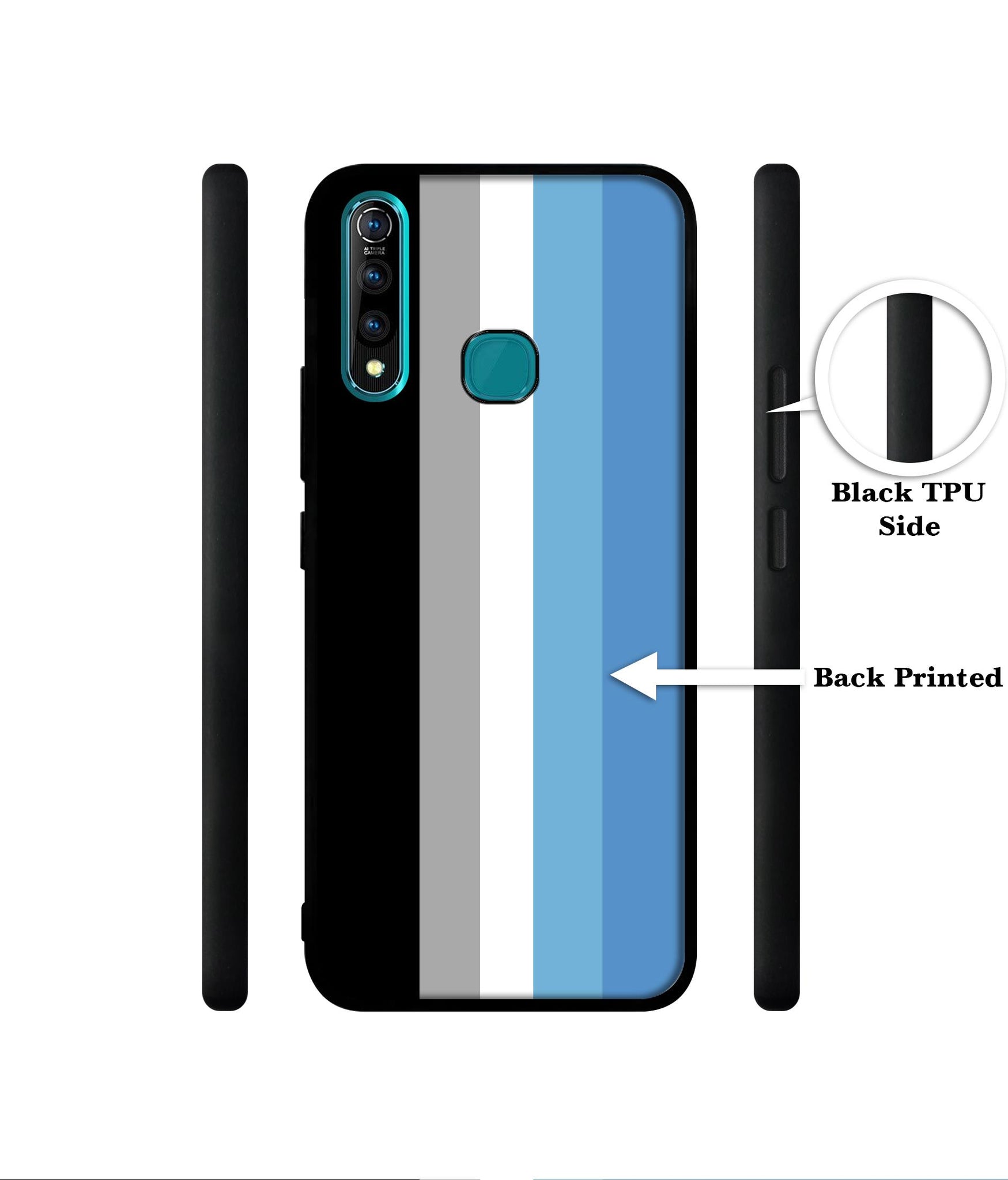 White and Blue Lines Designer 2D Printed Back Case Cover for Vivo Z1 Pro 4G