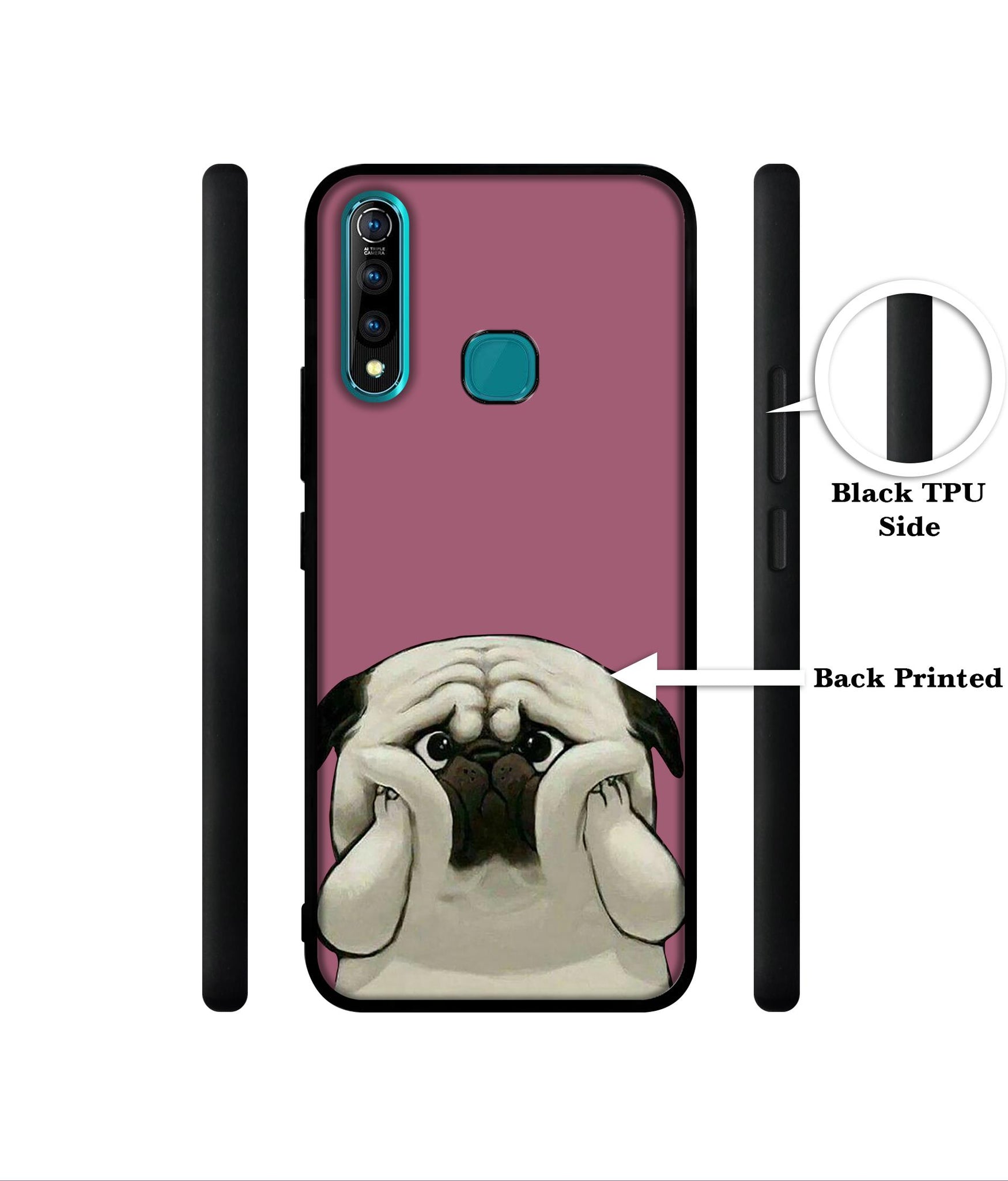 Cute Pug Holding Big Cheeks Designer 2D Printed Back Case Cover for Vivo Z1 Pro 4G