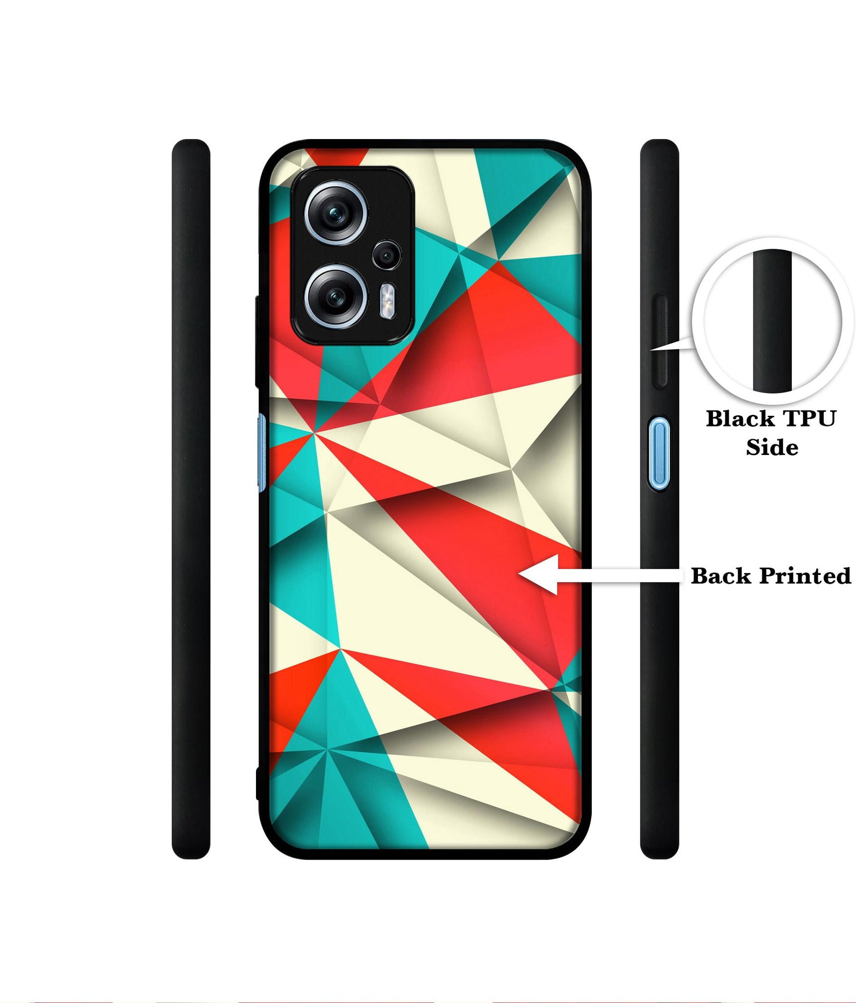 Red Blue White Pattern Designer 2D Printed Back Case Cover for Mi Redmi K50i 5G
