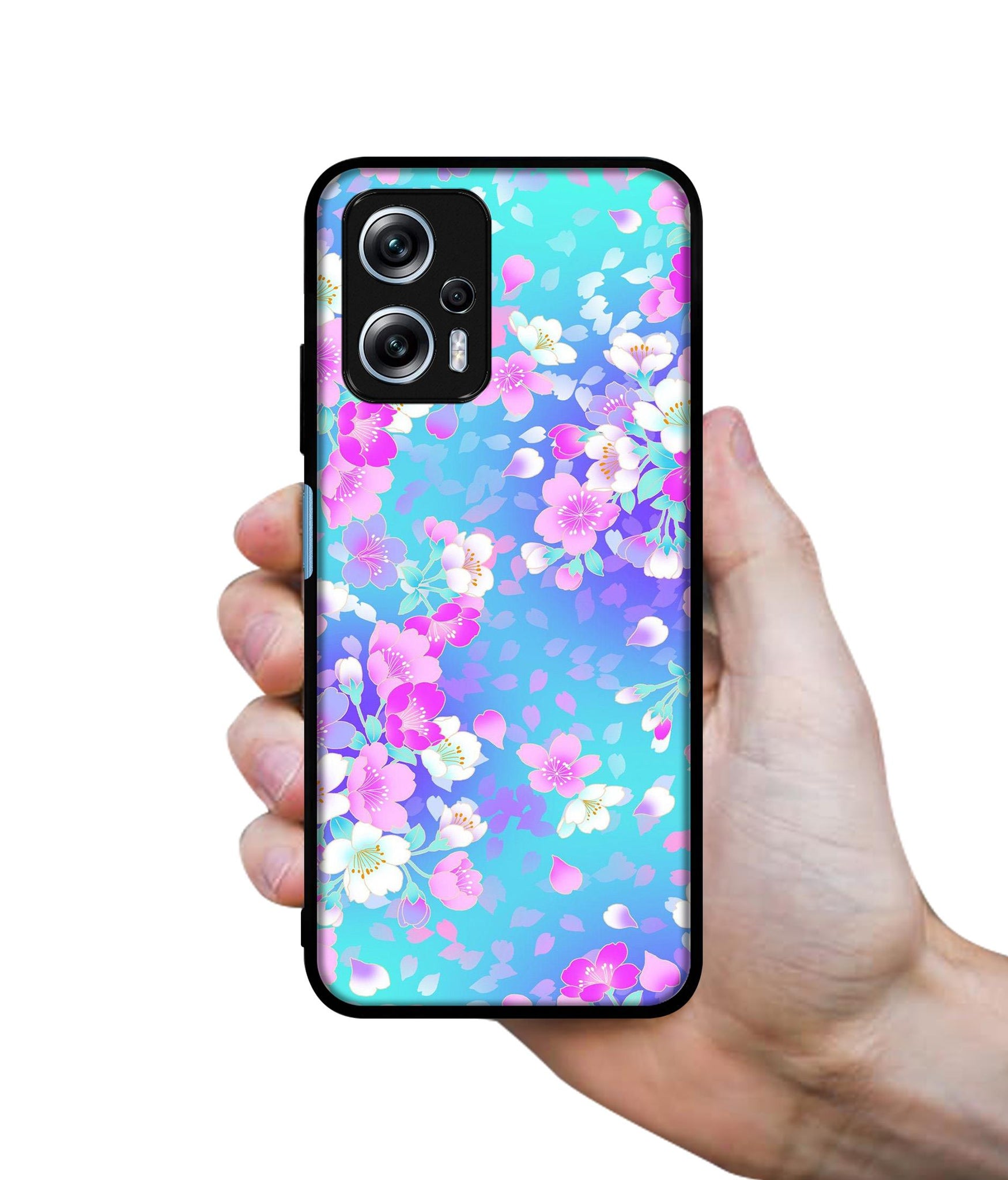 Floral Blue Pattern Designer 2D Printed Back Case Cover for Mi Redmi K50i 5G