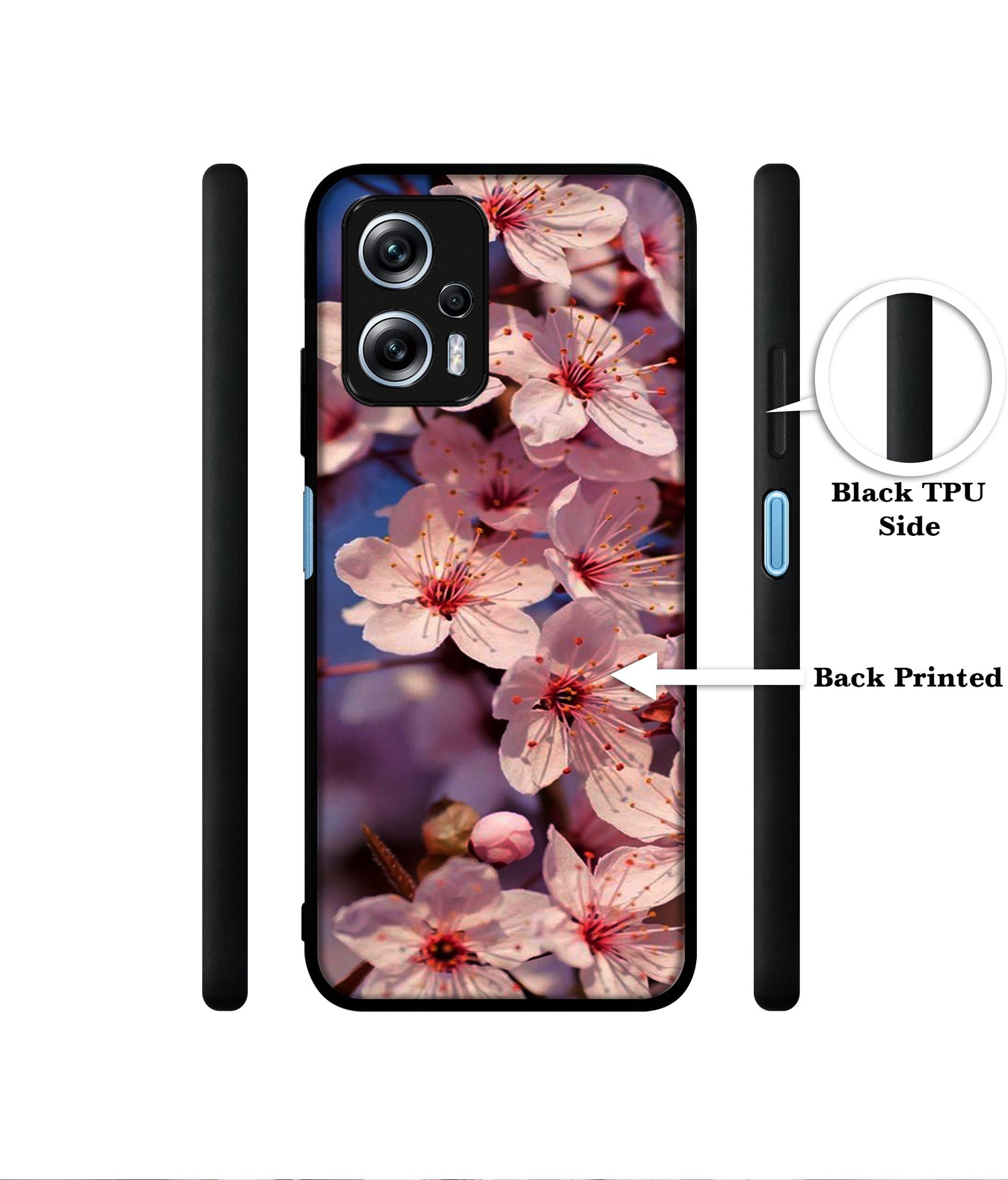 Pink Flowers Pattern Designer 2D Printed Back Case Cover for Mi Redmi K50i 5G