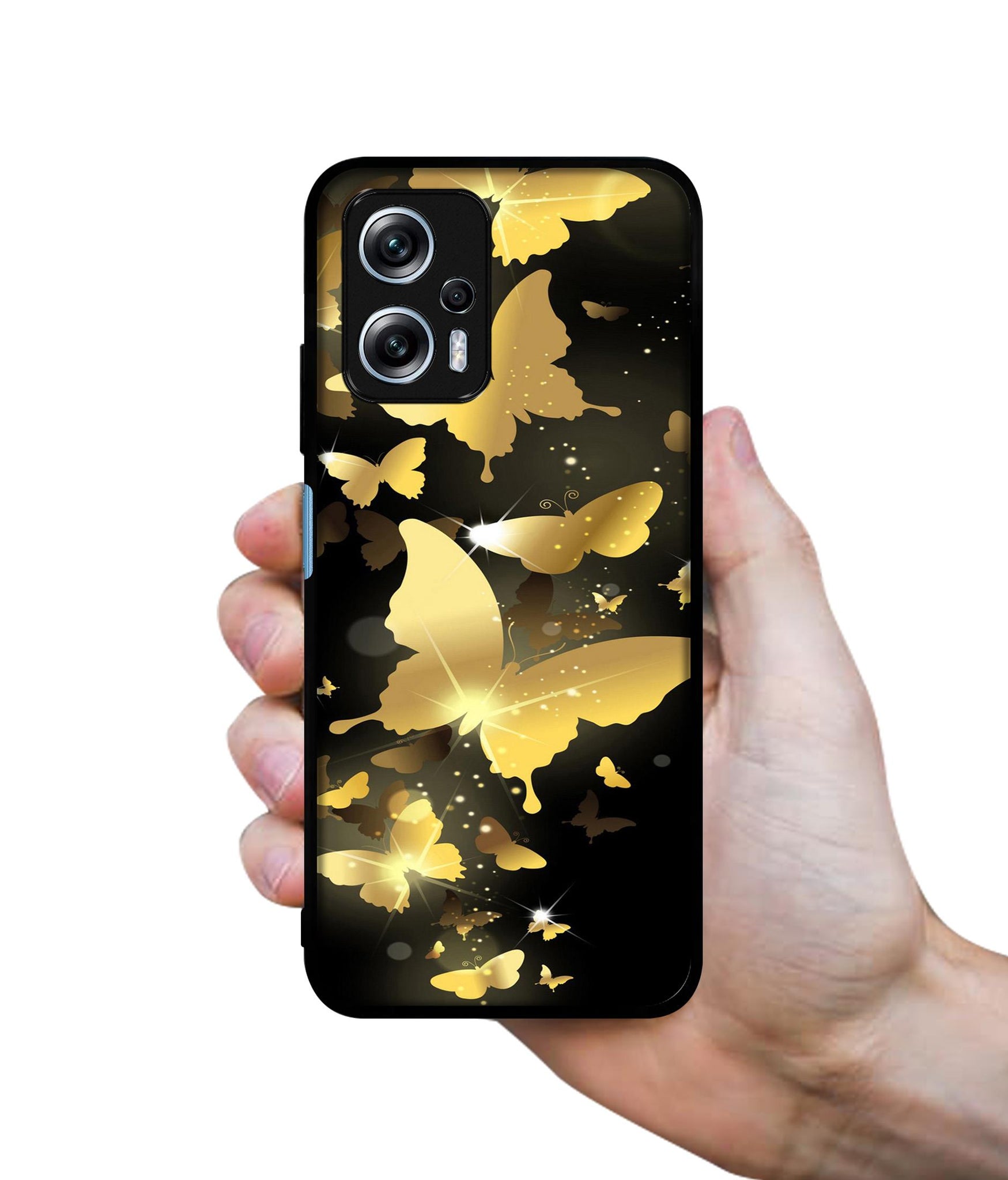 Golden Butterfly Pattern Designer 2D Printed Back Case Cover for Mi Redmi K50i 5G