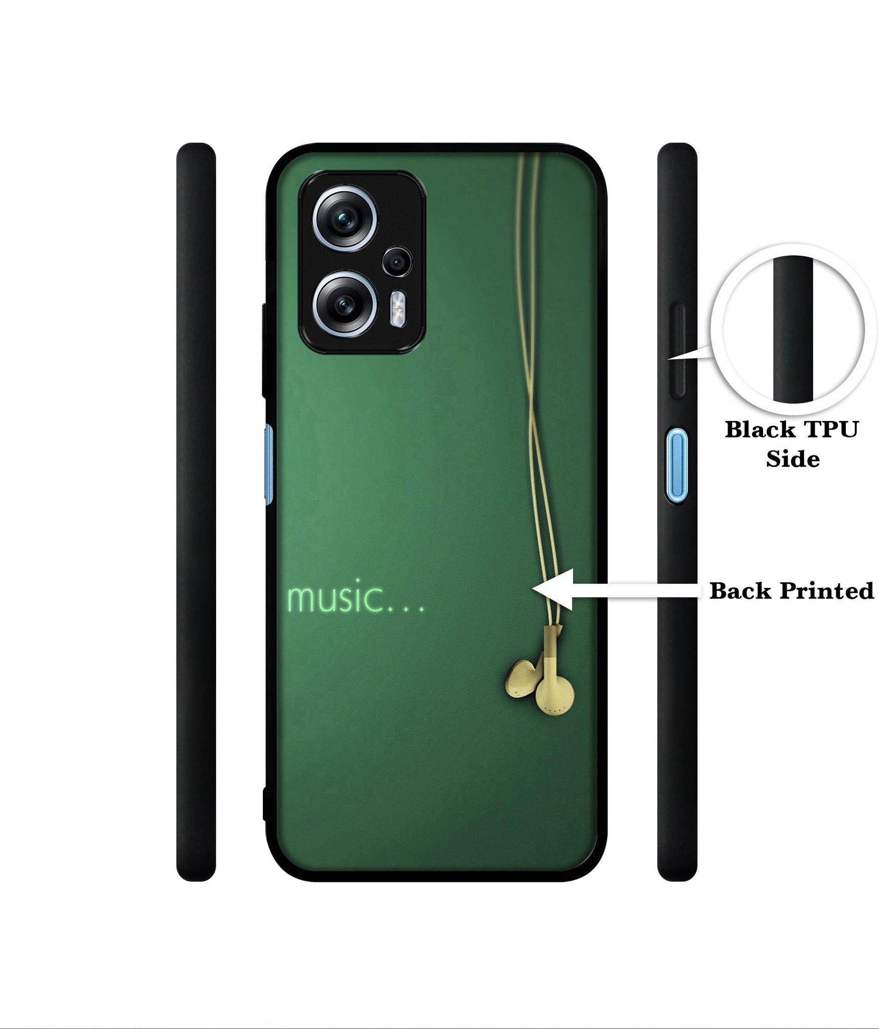Headphone Music Designer 2D Printed Back Case Cover for Mi Redmi K50i 5G