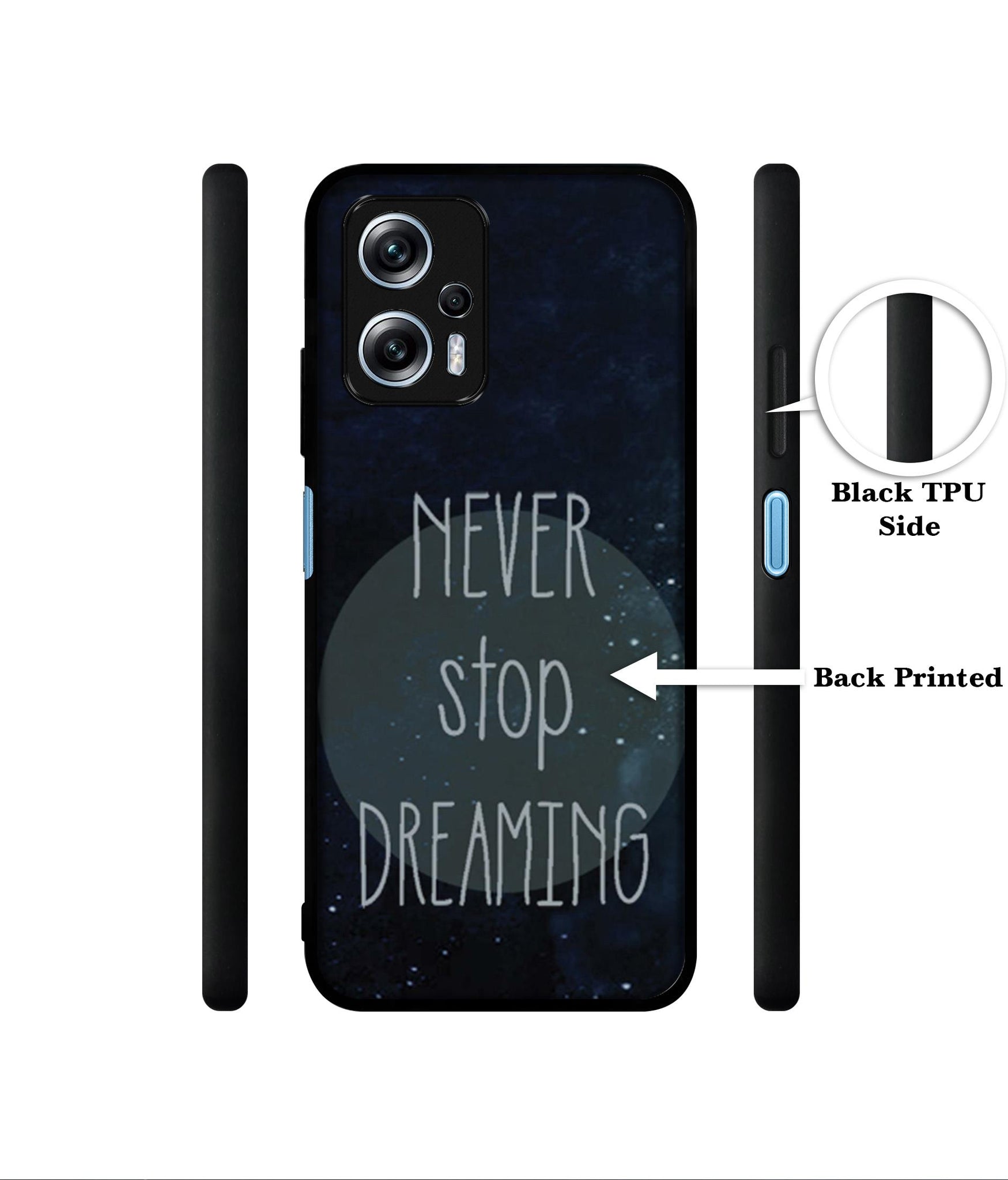 Never Stop Dreaming Designer 2D Printed Back Case Cover for Mi Redmi K50i 5G