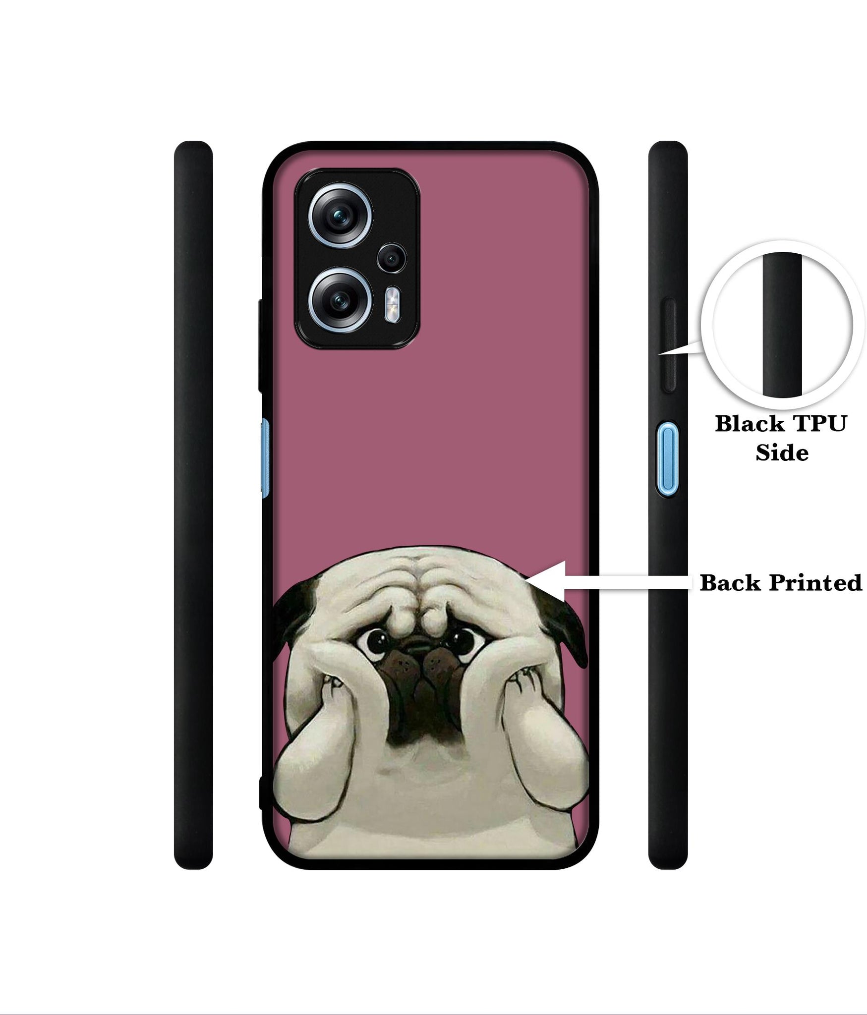 Cute Pug Holding Big Cheeks Designer 2D Printed Back Case Cover for Mi Redmi K50i 5G
