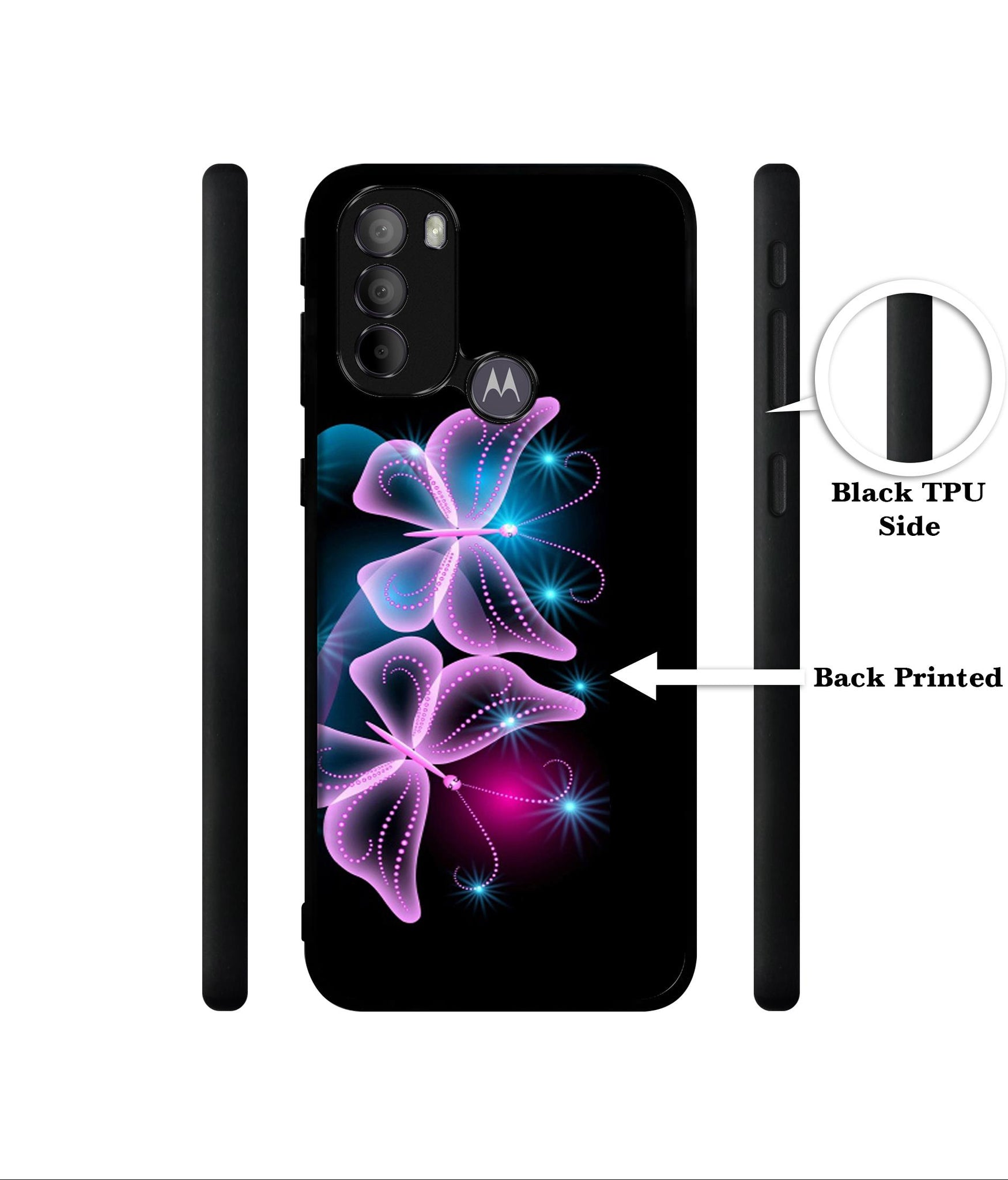 Butterflies Neon Light Designer 2D Printed Back Case Cover for Motorola Moto G31 4G / G41 4G