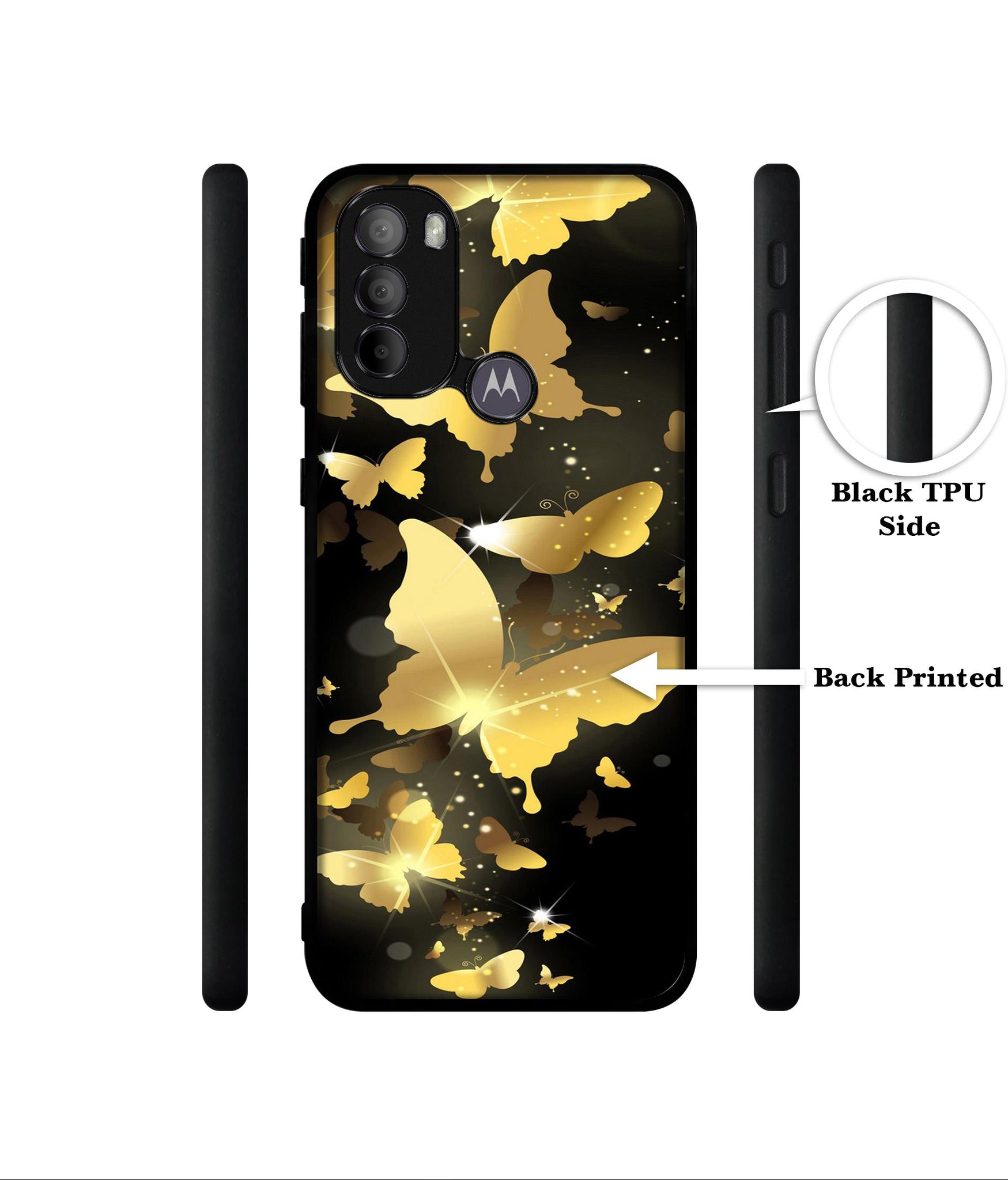 Golden Butterfly Pattern Designer 2D Printed Back Case Cover for Motorola Moto G31 4G / G41 4G
