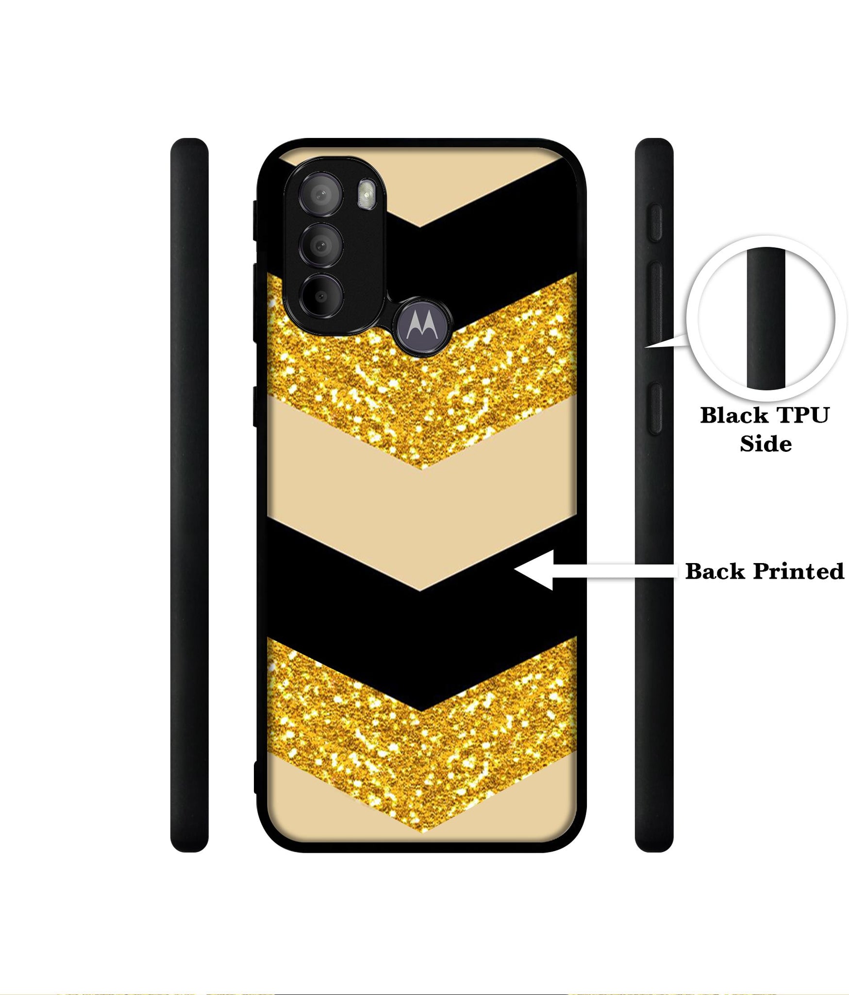 Black & Gold Designer 2D Printed Back Case Cover for Motorola Moto G31 4G / G41 4G