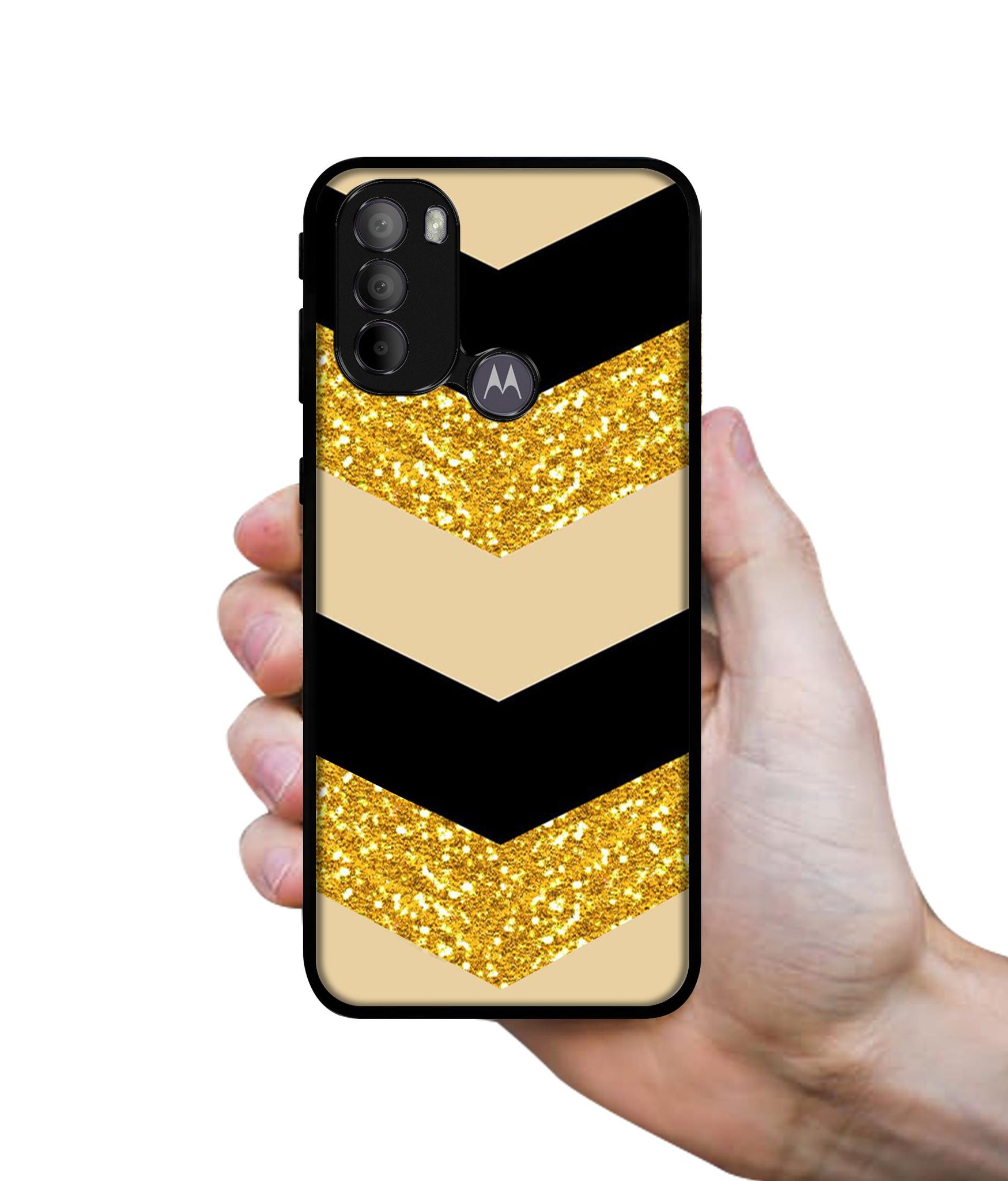 Black & Gold Designer 2D Printed Back Case Cover for Motorola Moto G31 4G / G41 4G