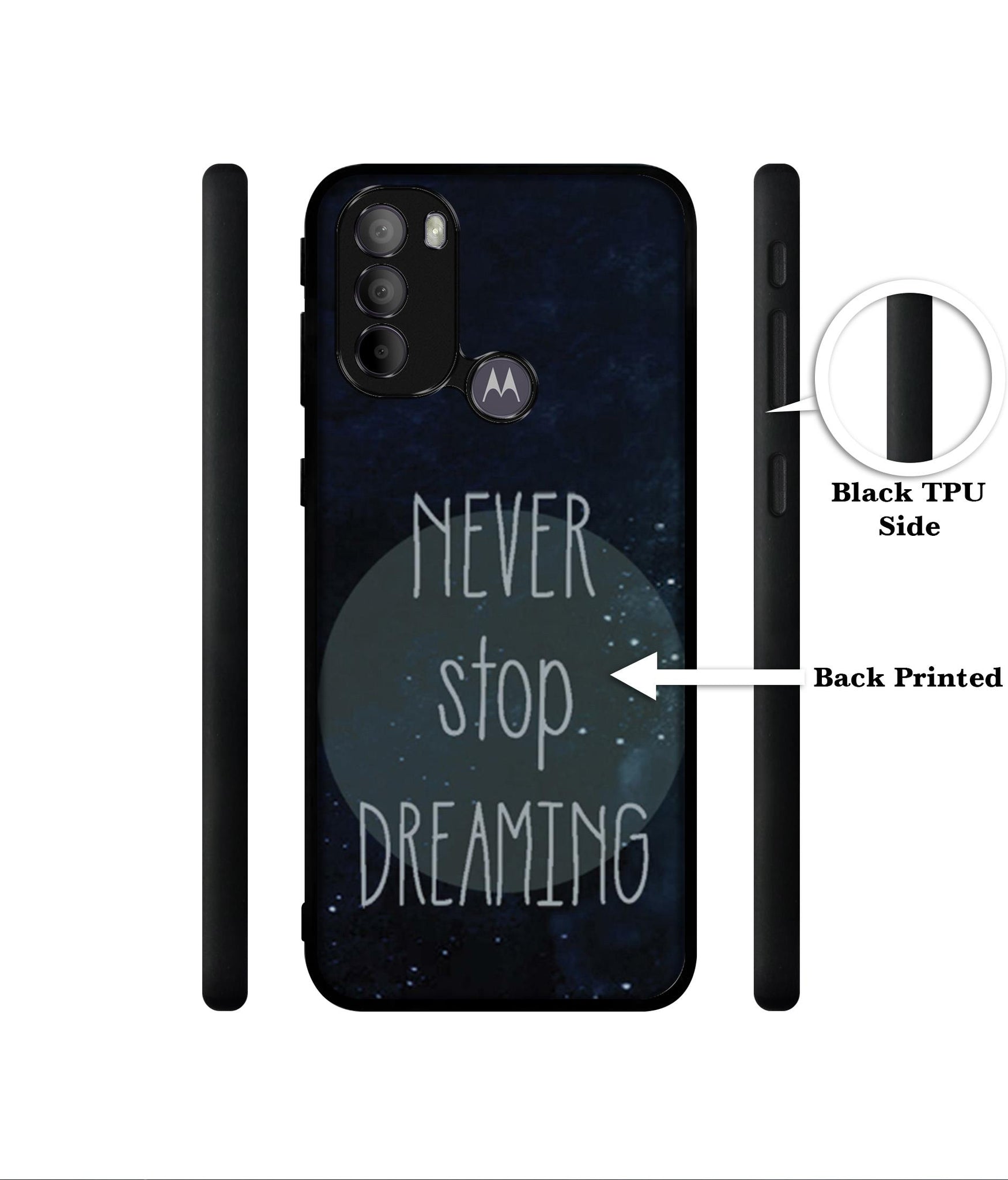 Never Stop Dreaming Designer 2D Printed Back Case Cover for Motorola Moto G31 4G / G41 4G