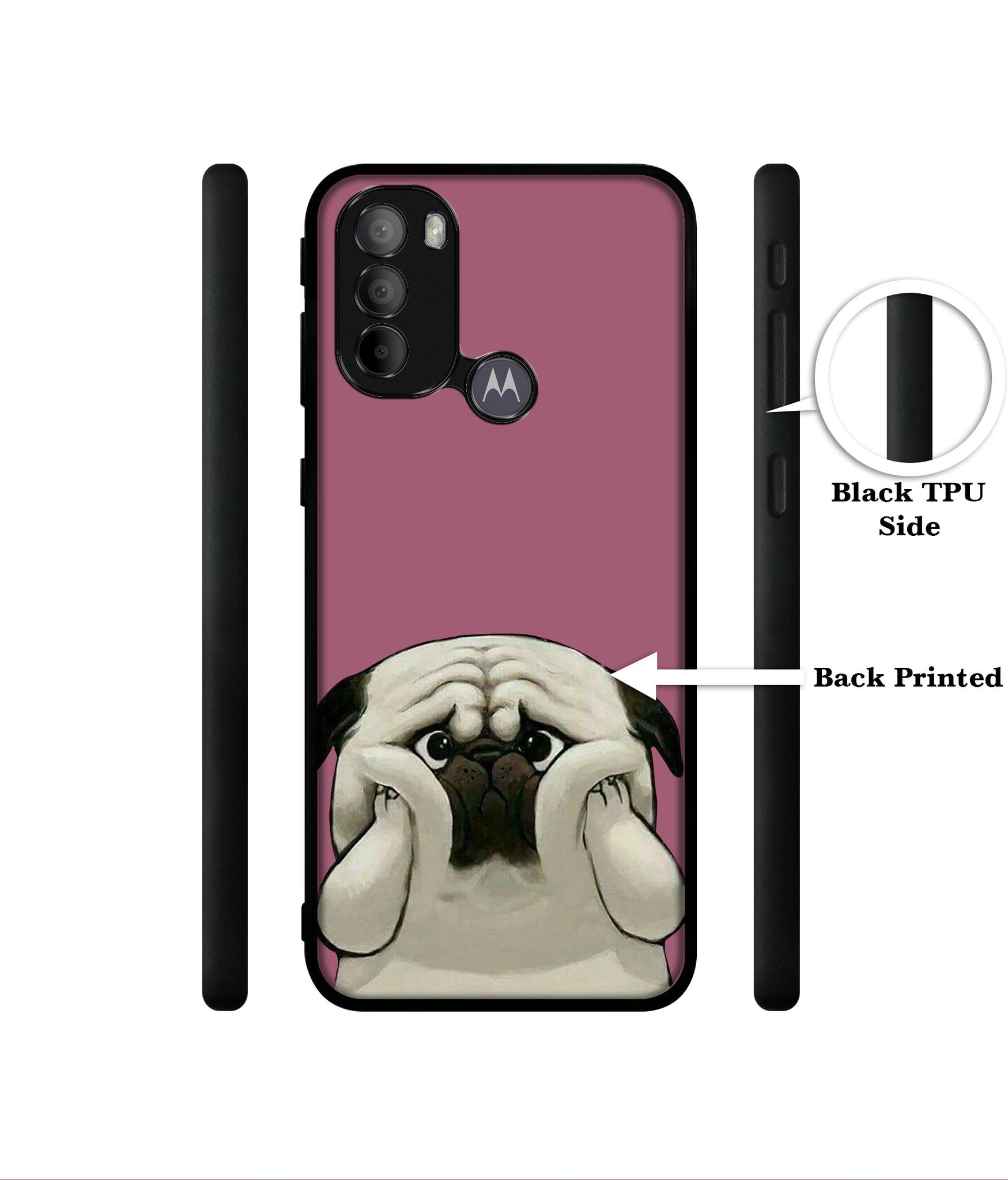 Cute Pug Holding Big Cheeks Designer 2D Printed Back Case Cover for Motorola Moto G31 4G / G41 4G
