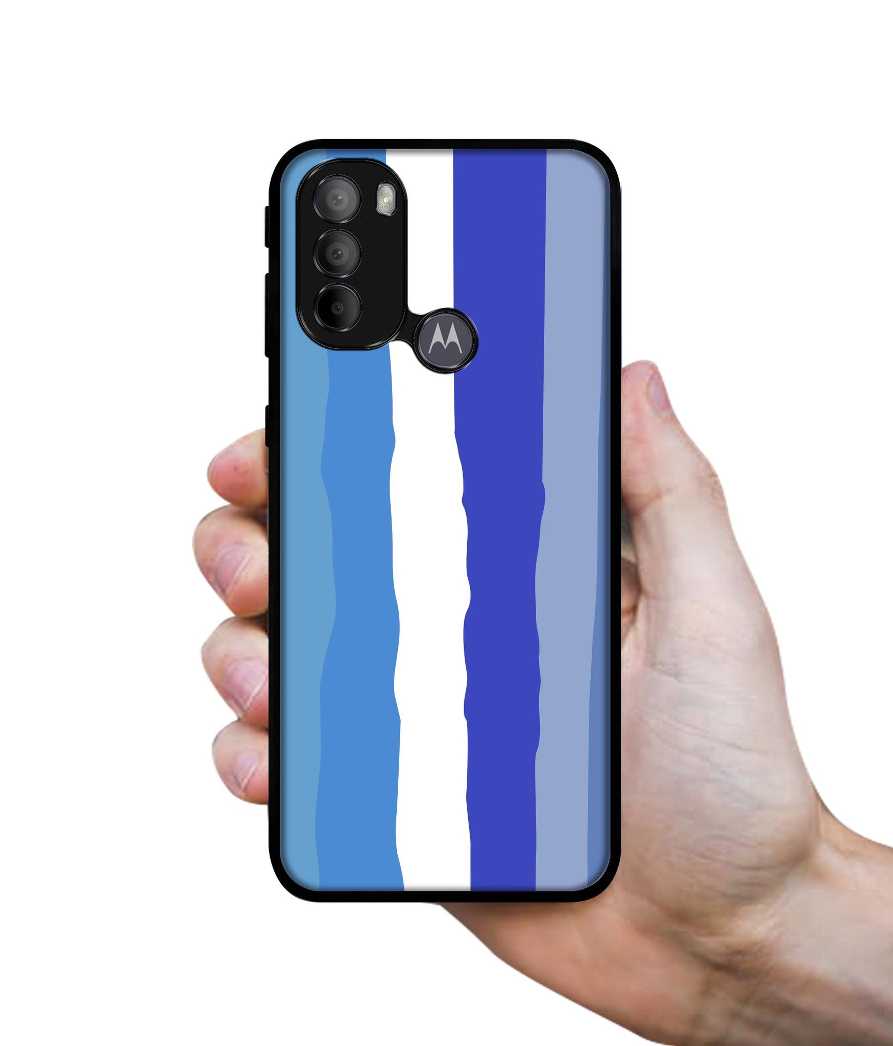 Blue Stripes Rainbow Designer 2D Printed Back Case Cover for Motorola Moto G31 4G / G41 4G